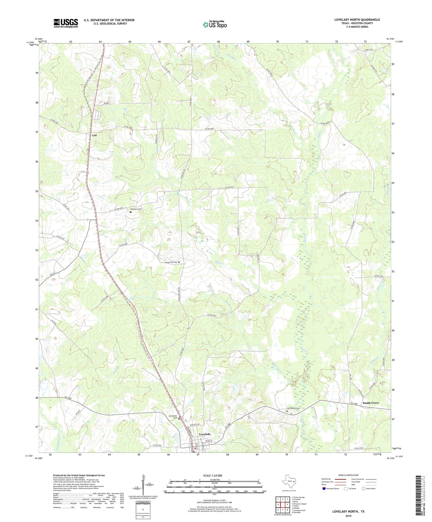 Lovelady North Texas US Topo Map Image