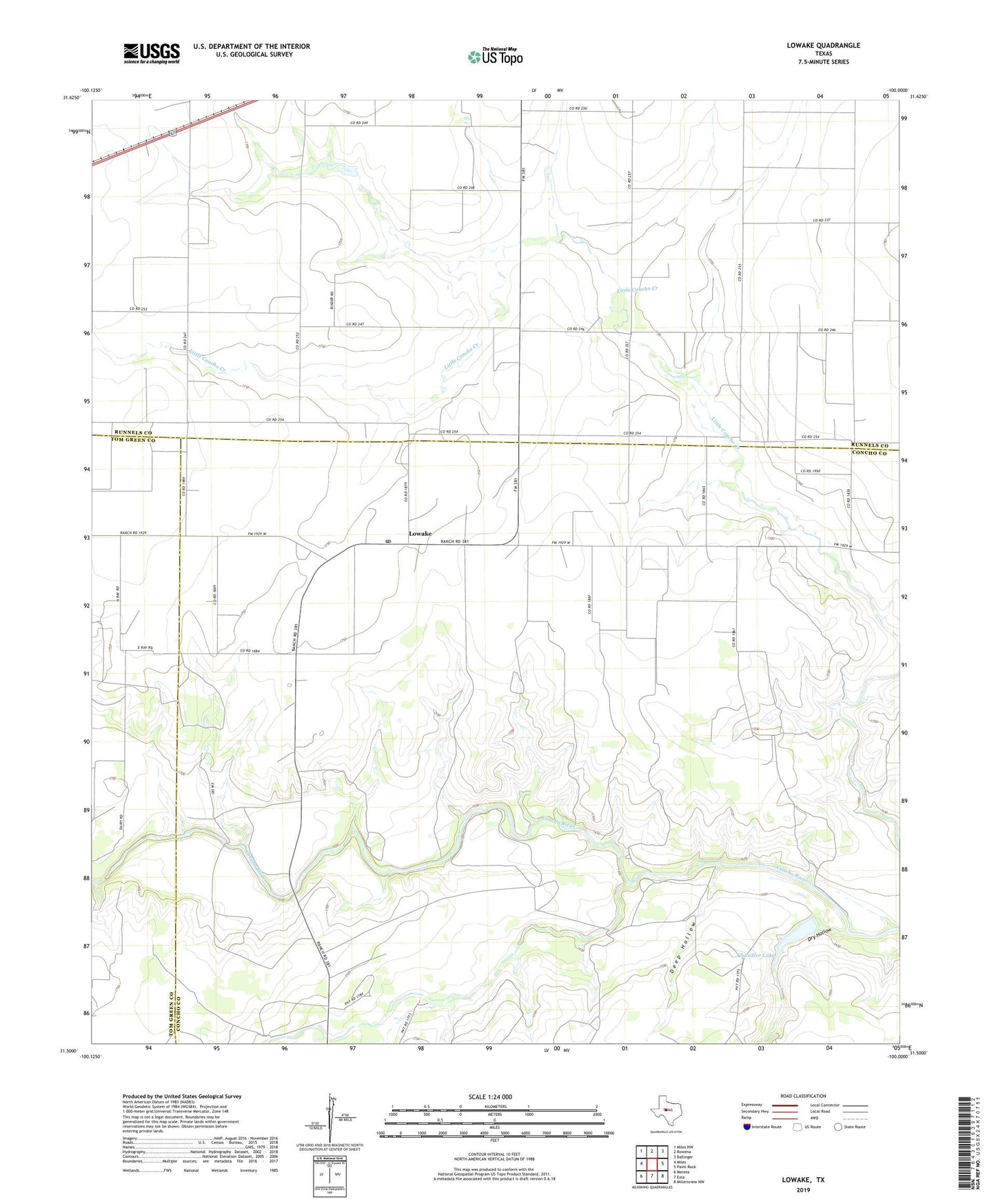 Lowake Texas US Topo Map Image