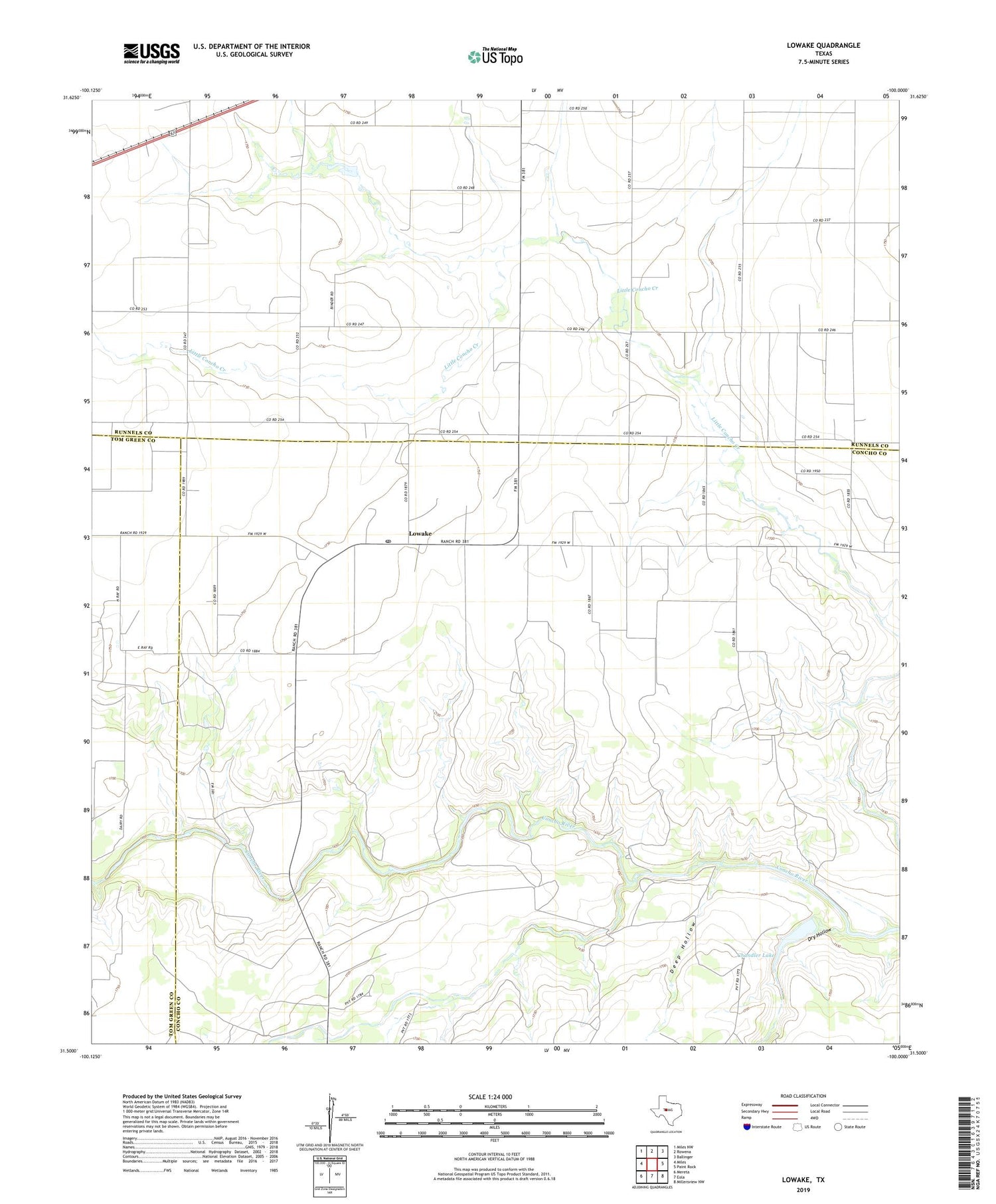 Lowake Texas US Topo Map Image