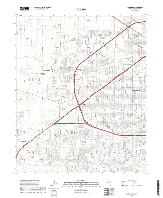 Lubbock West Texas US Topo Map Image