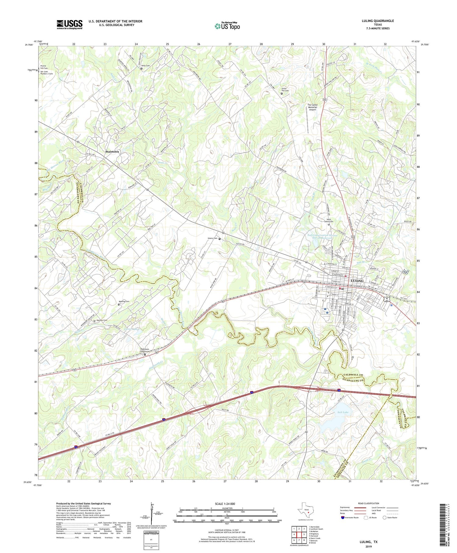 Luling Texas US Topo Map Image