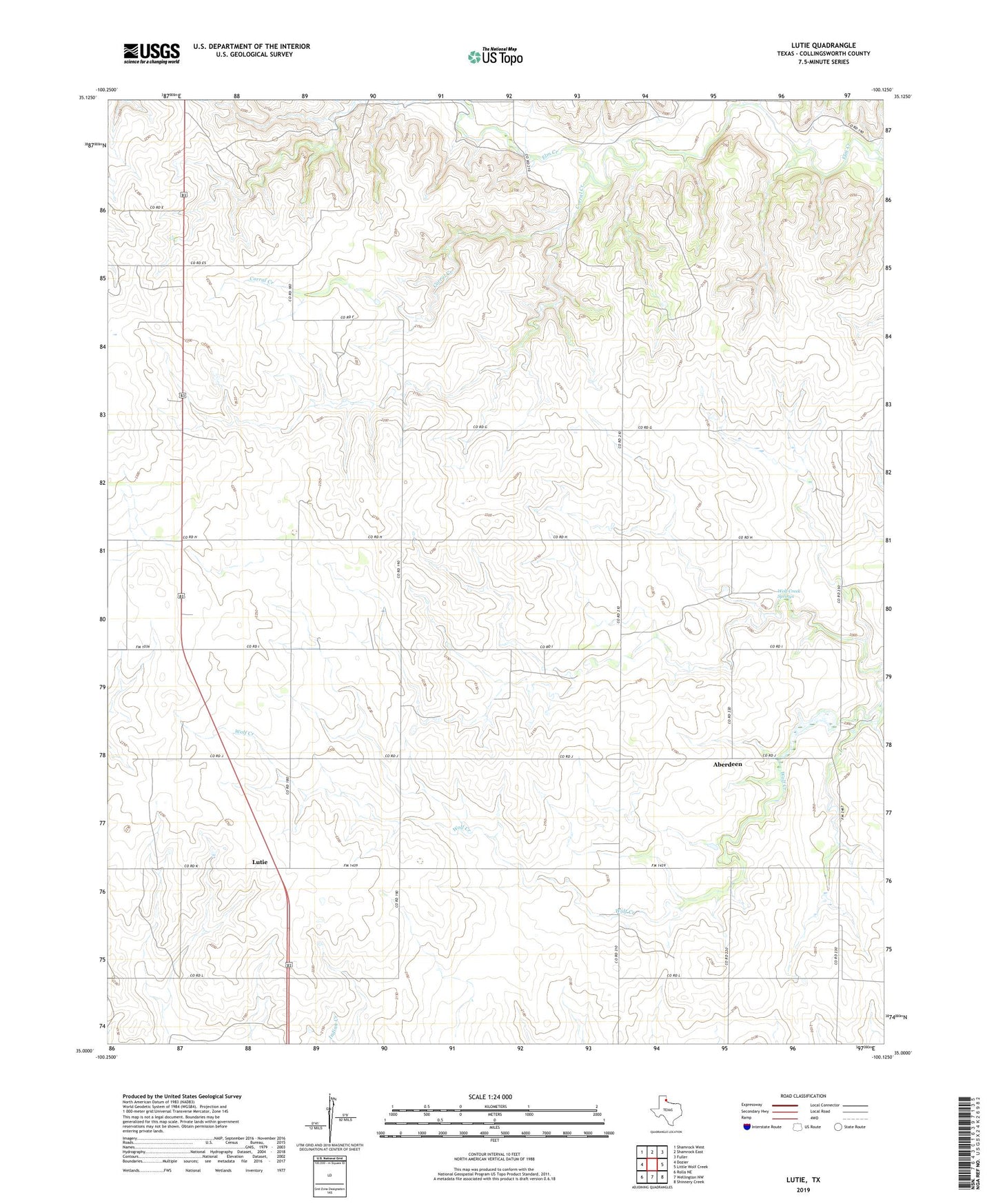 Lutie Texas US Topo Map Image