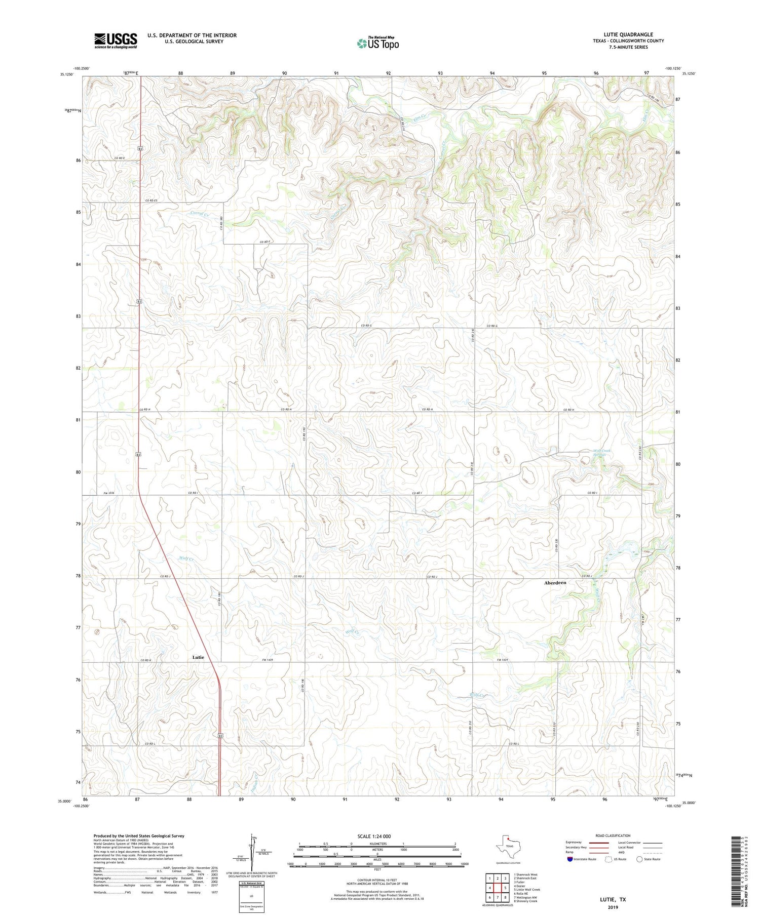 Lutie Texas US Topo Map Image