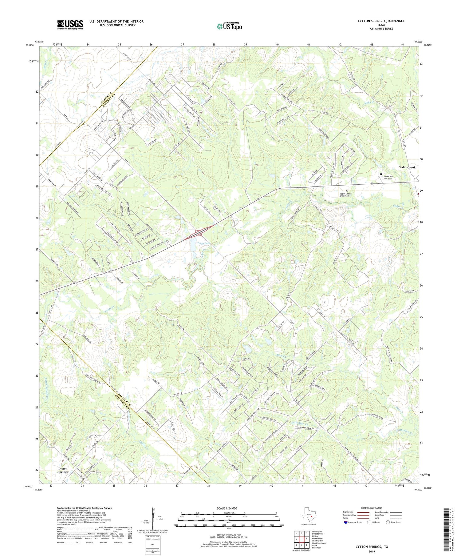 Lytton Springs Texas US Topo Map Image
