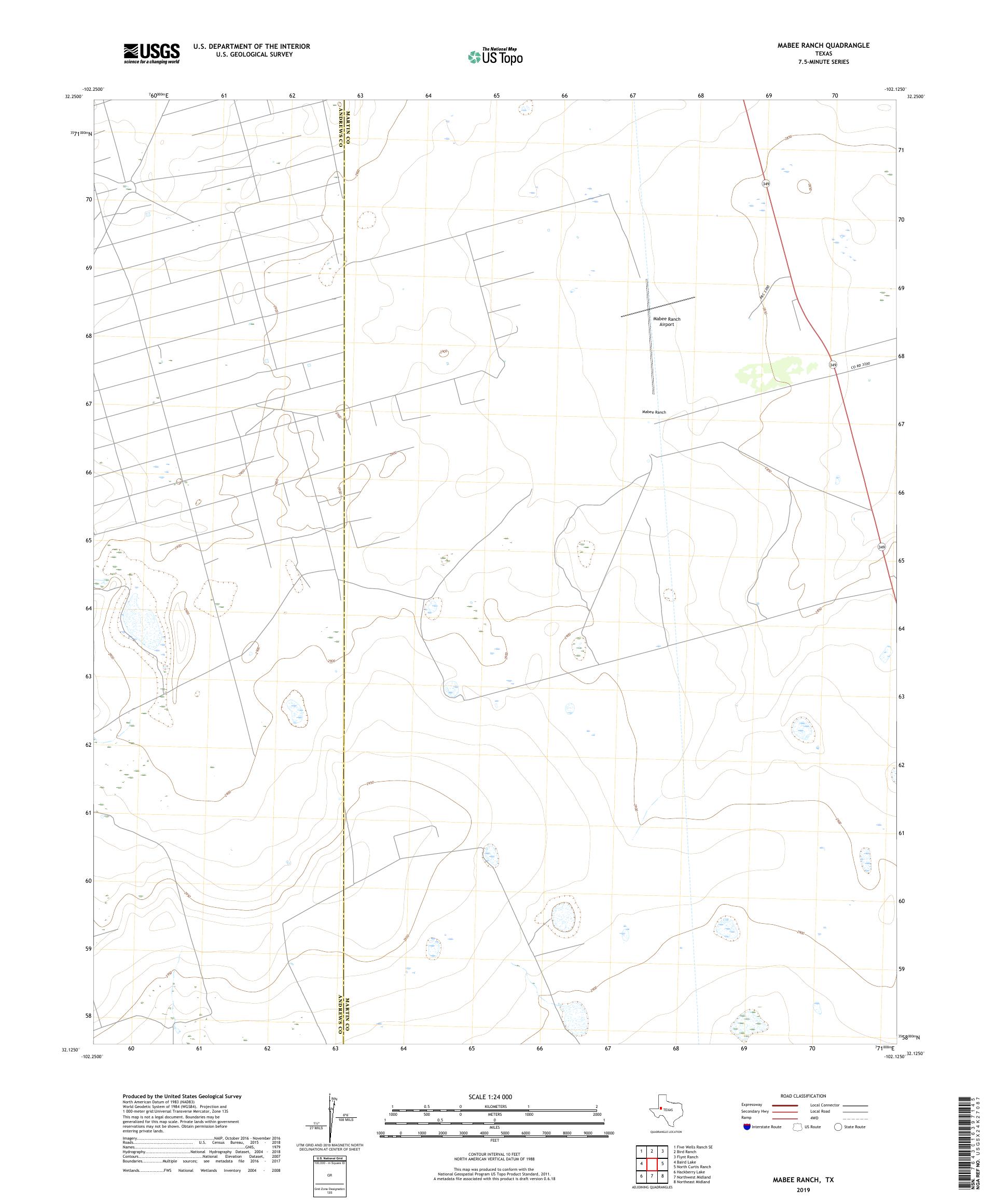 Mabee Ranch Texas US Topo Map – MyTopo Map Store