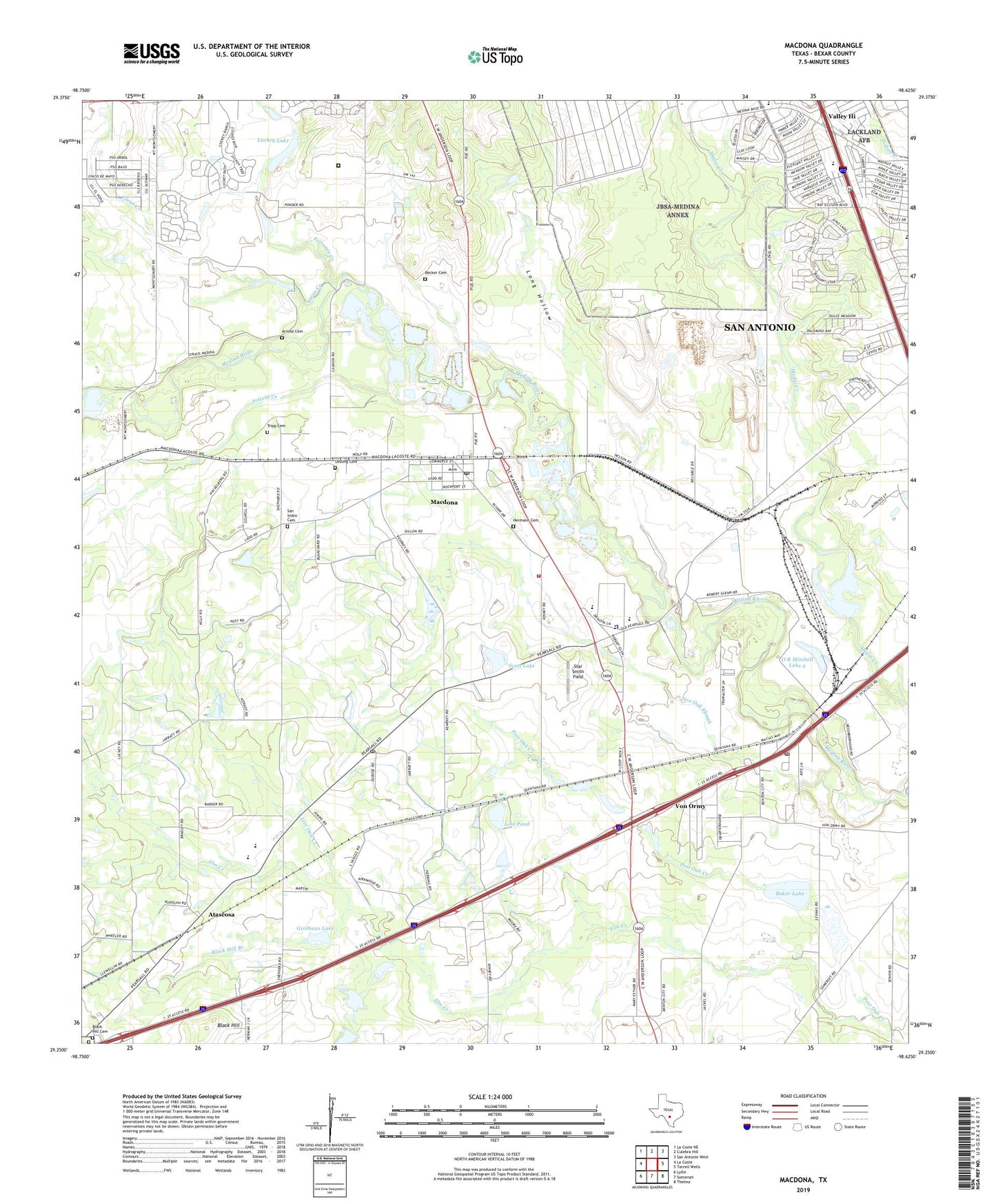 Macdona Texas US Topo Map Image