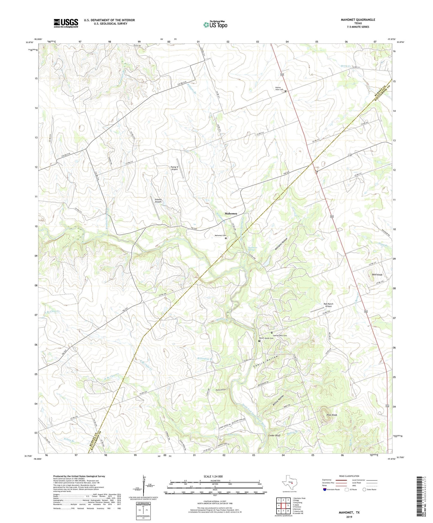 Mahomet Texas US Topo Map Image