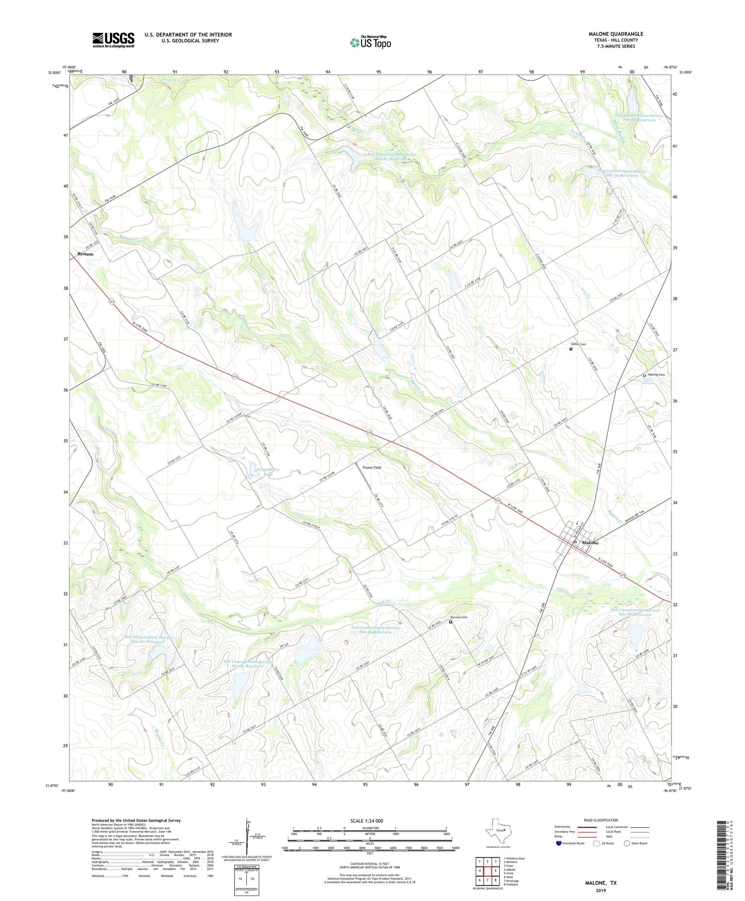 Malone Texas US Topo Map Image