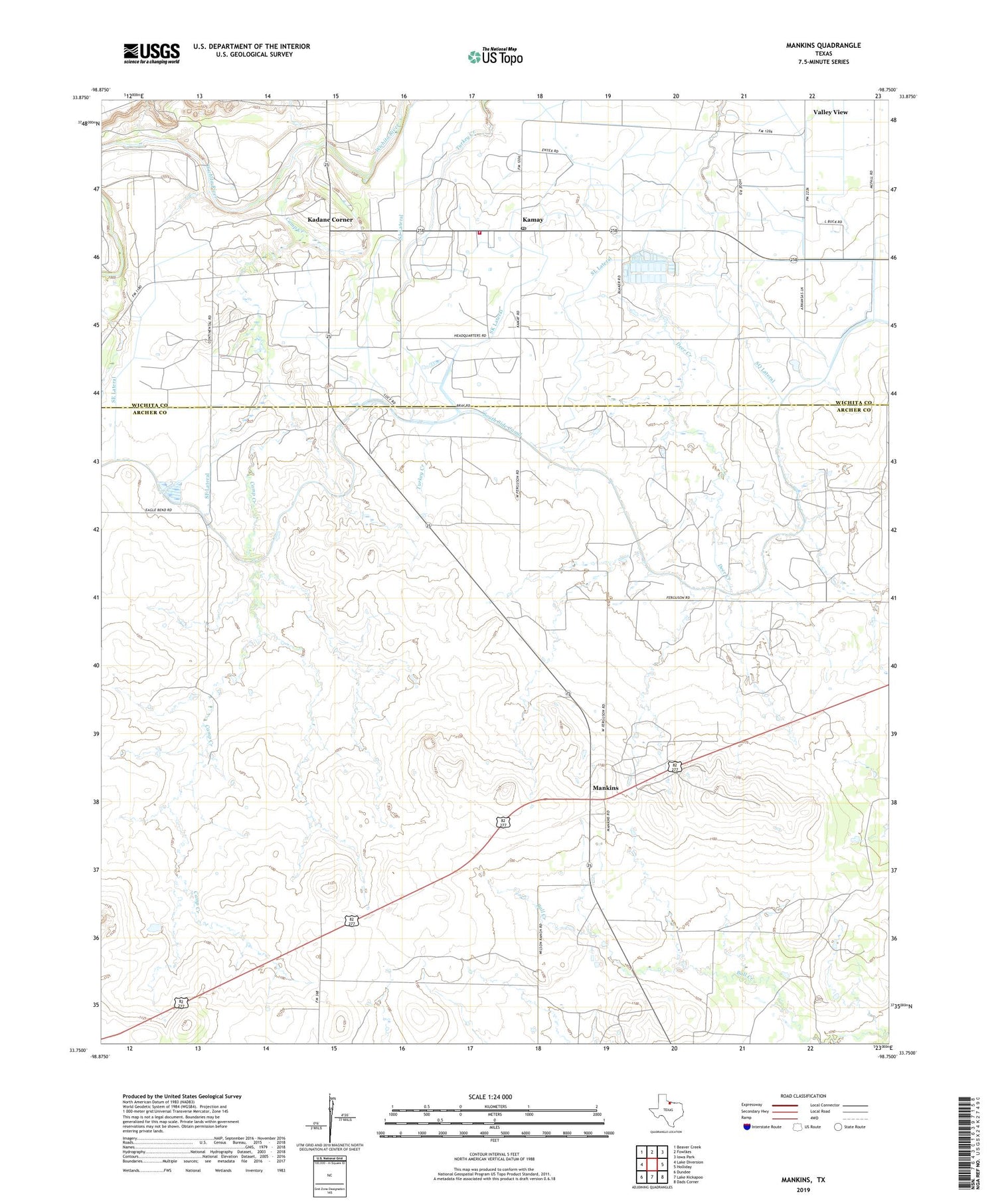 Mankins Texas US Topo Map Image