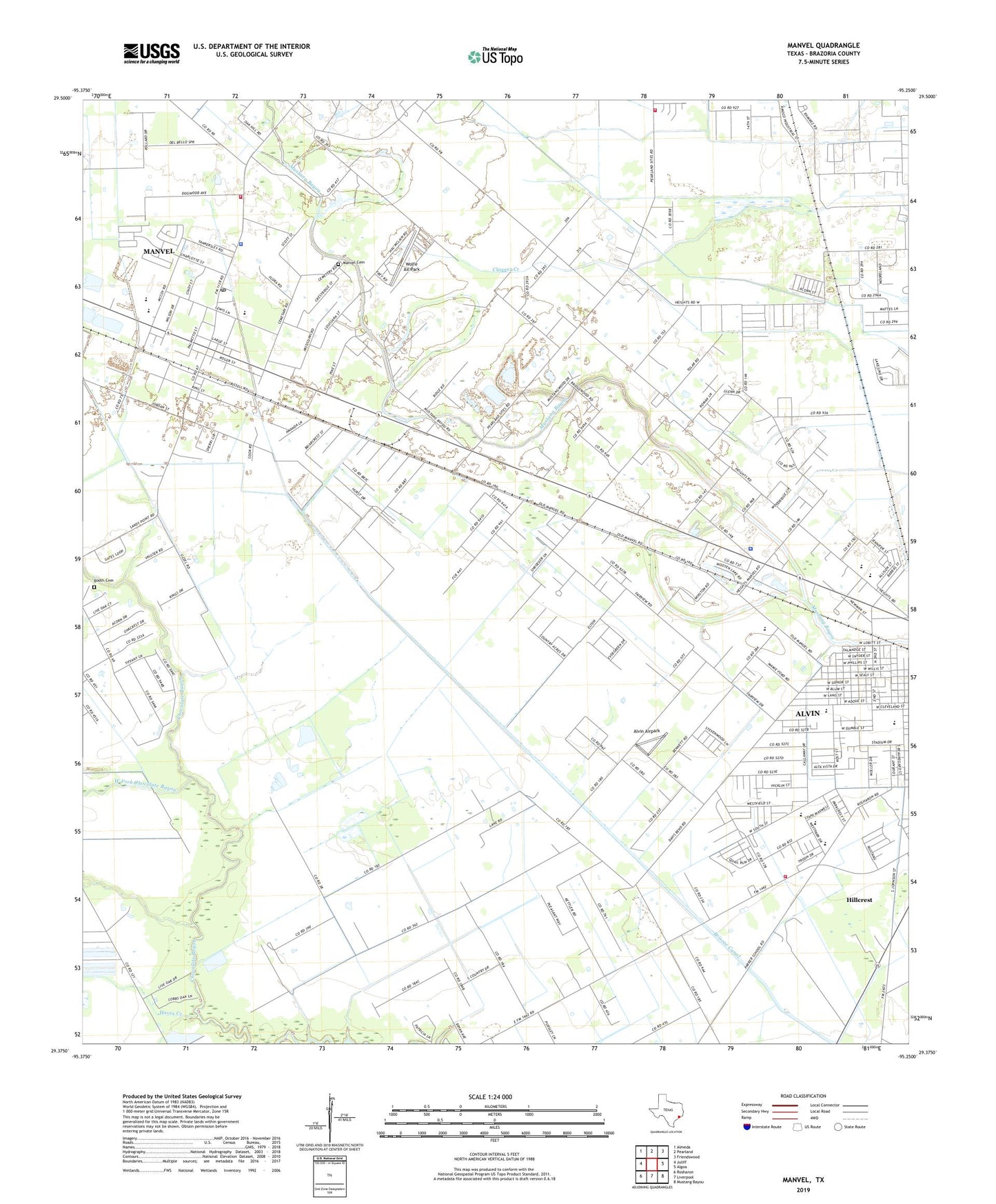 Manvel Texas US Topo Map Image