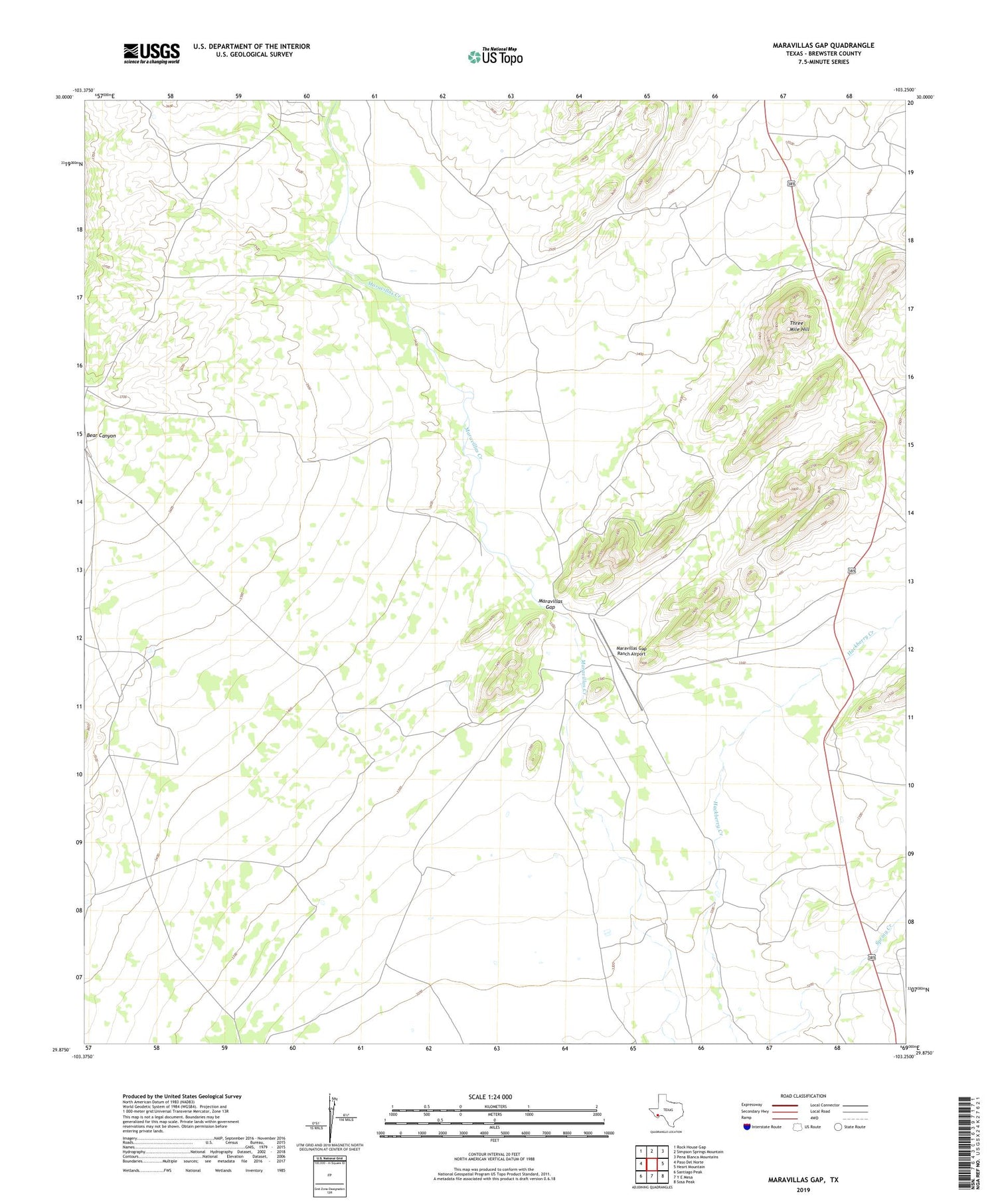 Maravillas Gap Texas US Topo Map Image