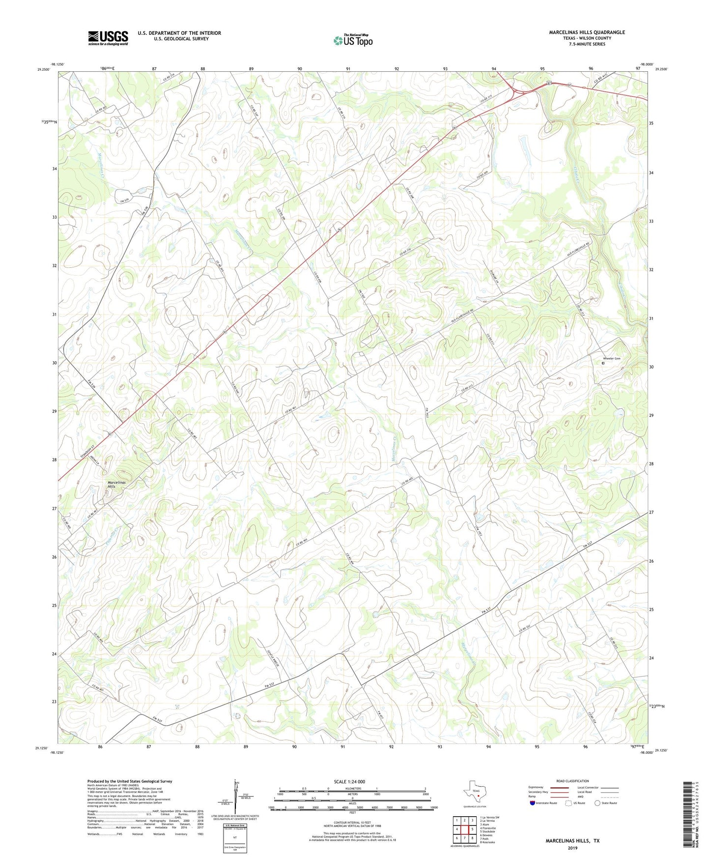 Marcelinas Hills Texas US Topo Map Image