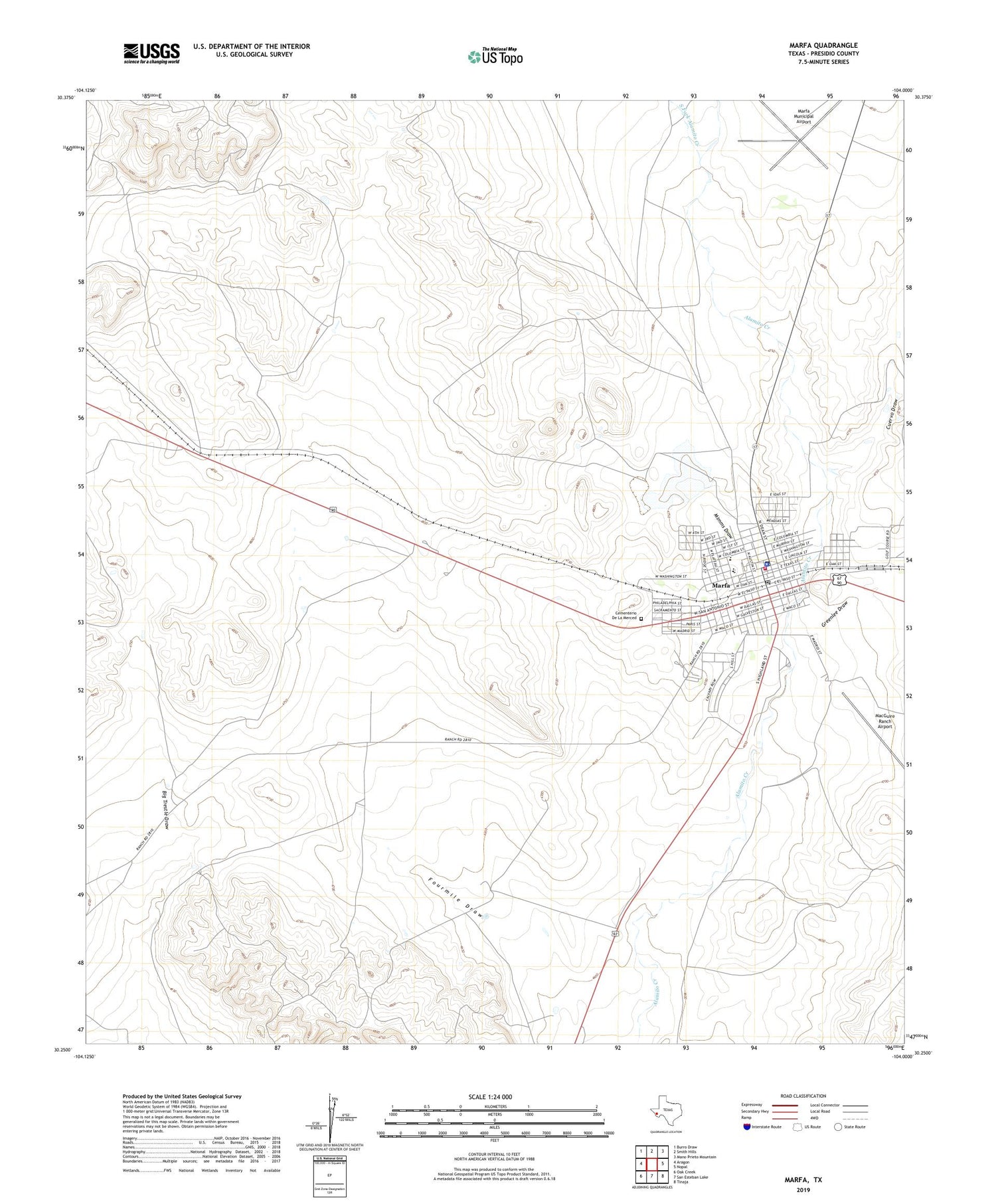 Marfa Texas US Topo Map Image