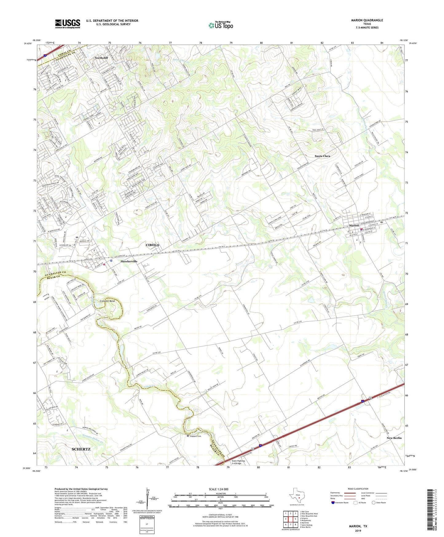 Marion Texas US Topo Map Image