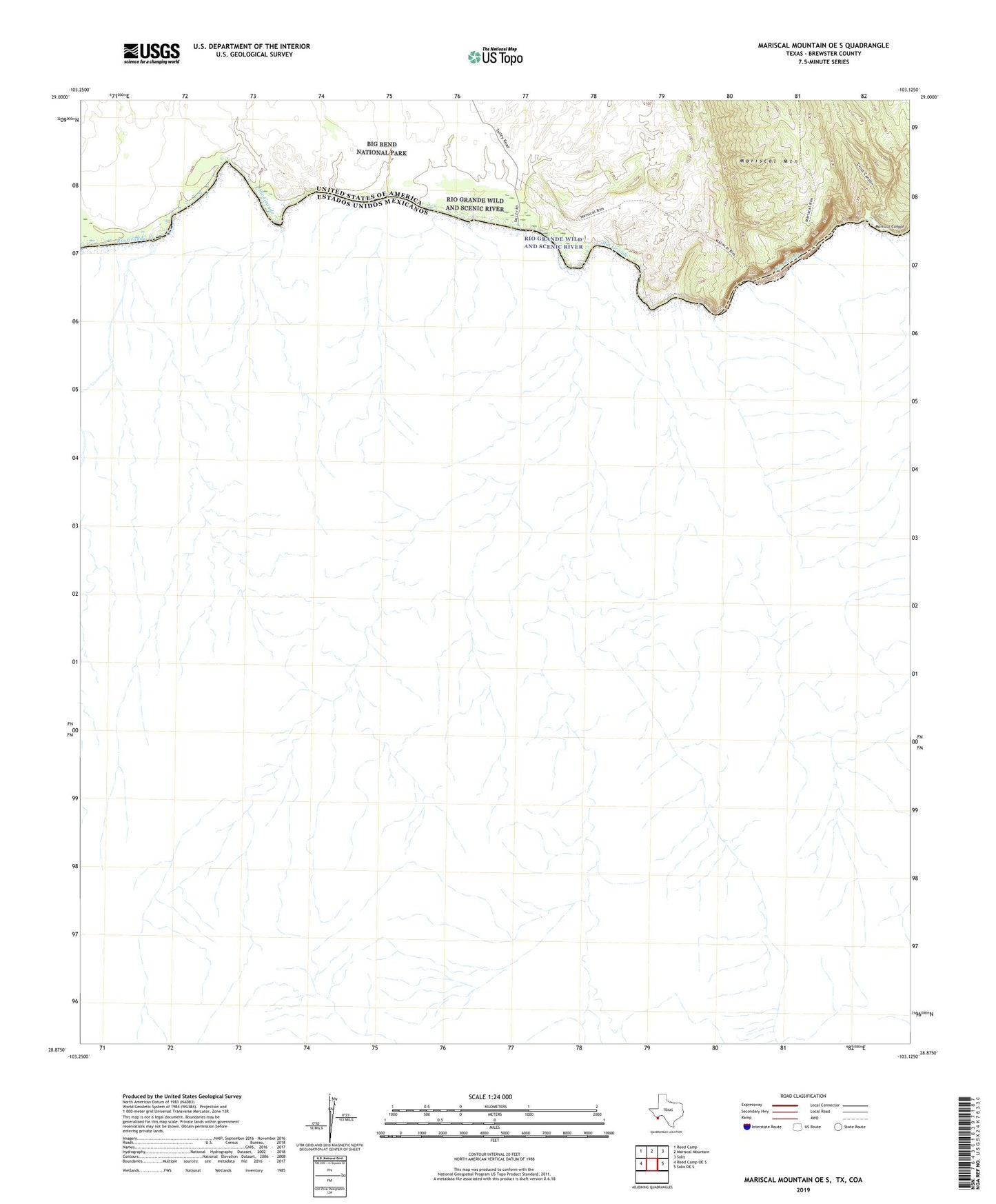 Mariscal Mountain OE S Texas US Topo Map Image