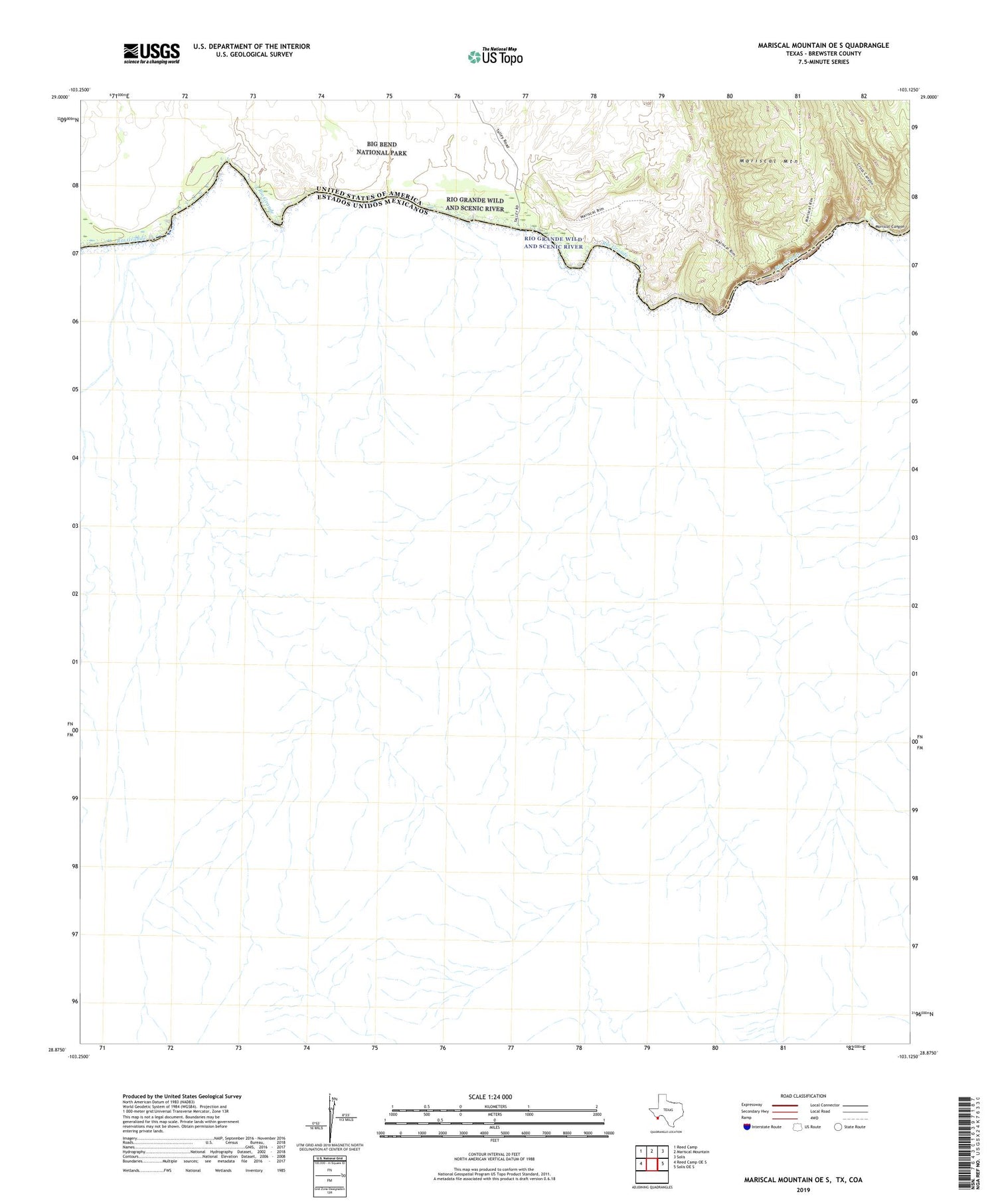 Mariscal Mountain OE S Texas US Topo Map Image