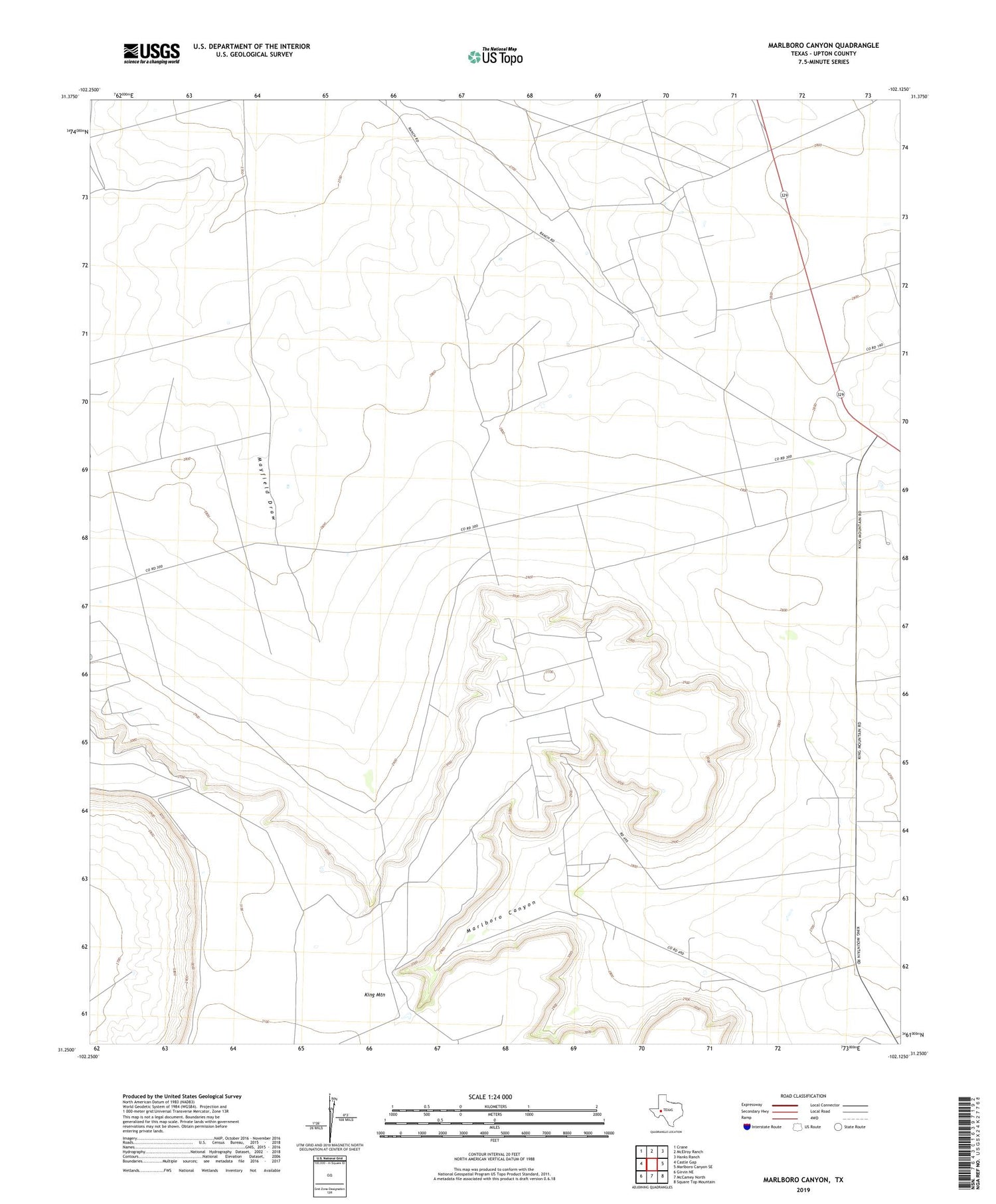 Marlboro Canyon Texas US Topo Map Image