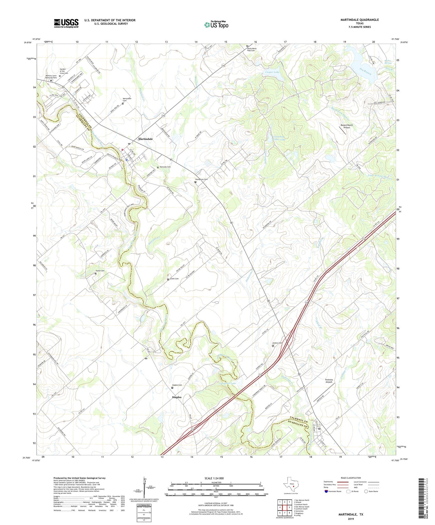 Martindale Texas US Topo Map Image
