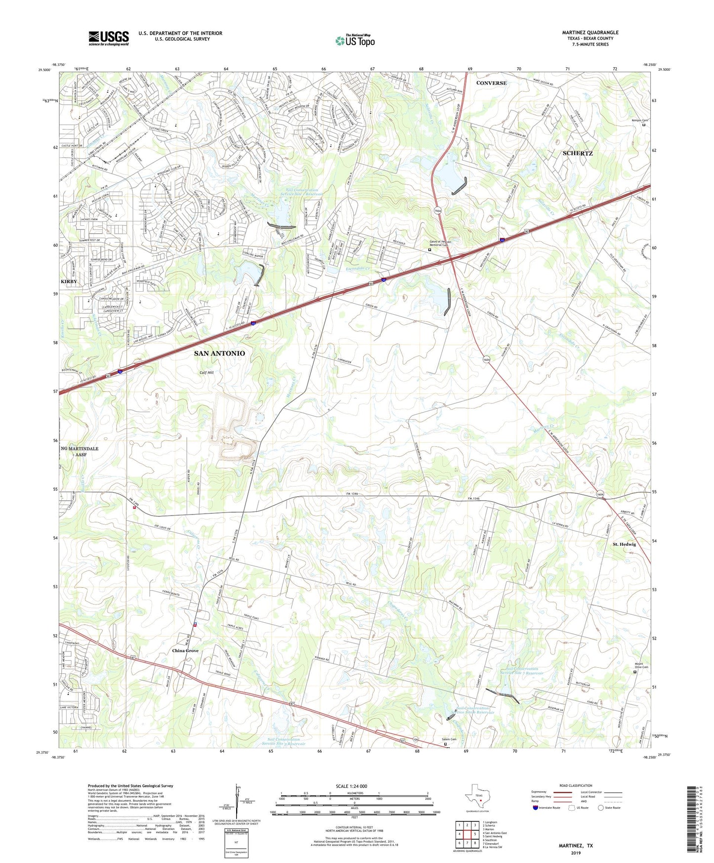 Martinez Texas US Topo Map Image
