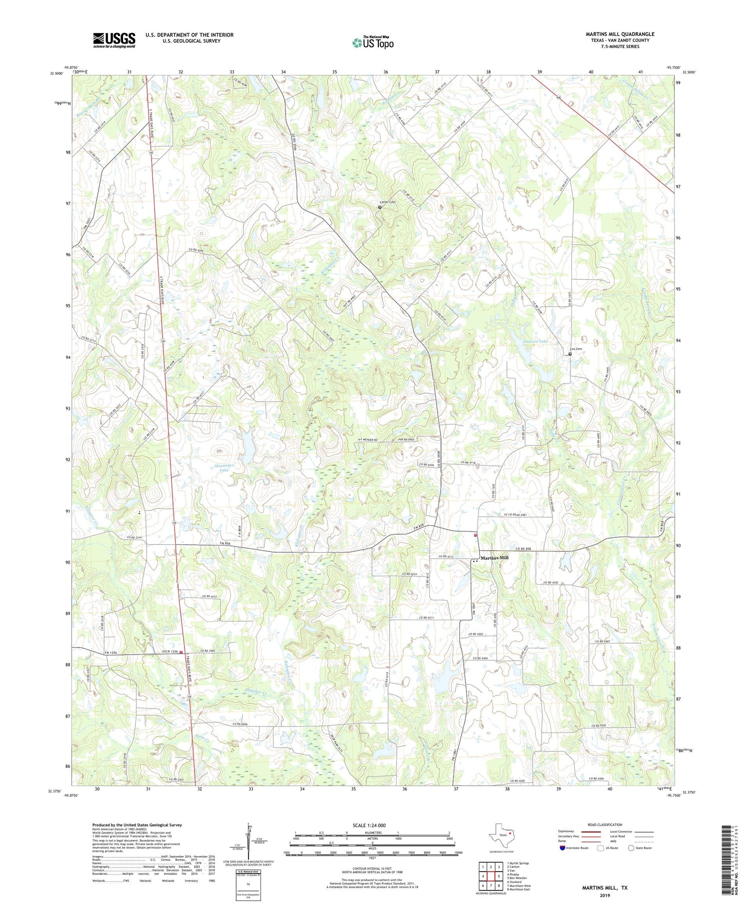 Martins Mill Texas US Topo Map Image