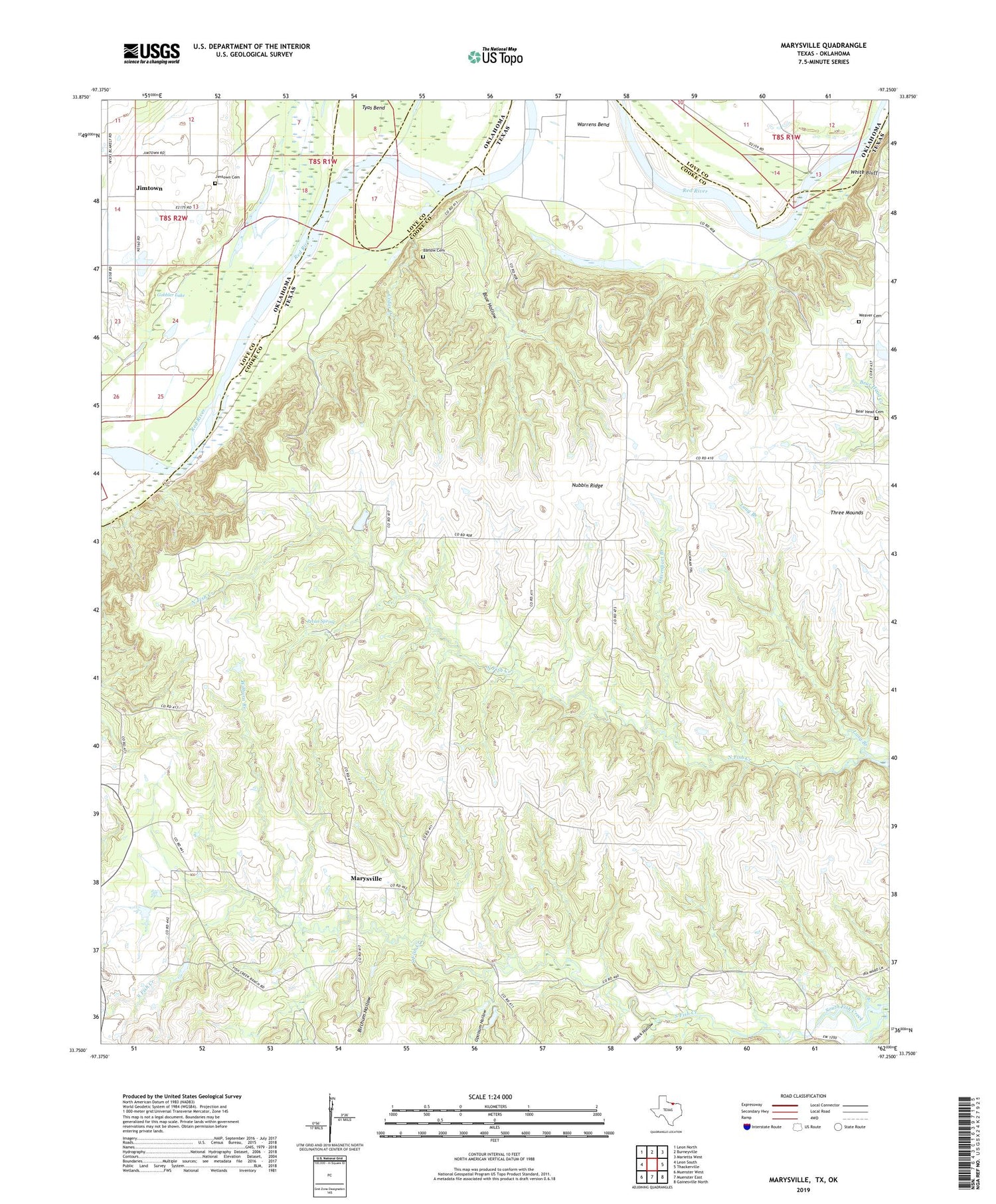 Marysville Texas US Topo Map Image