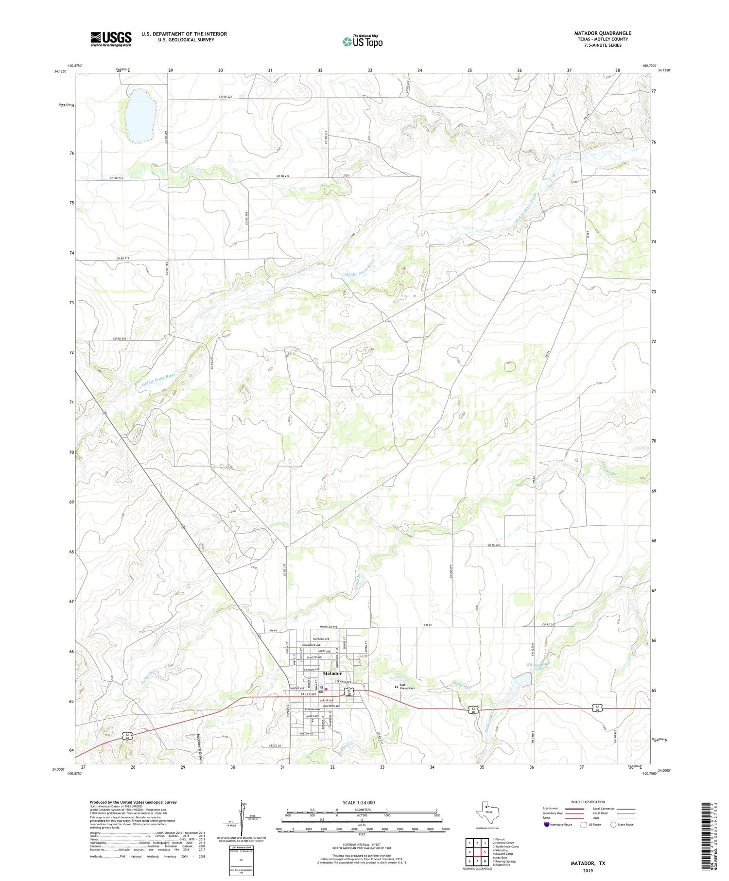 Matador Texas US Topo Map Image