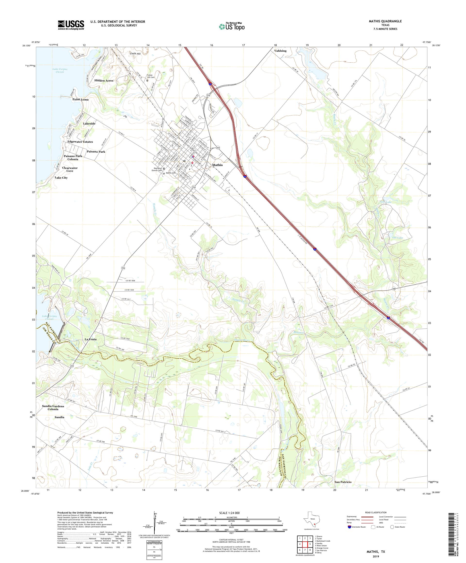 Mathis Texas US Topo Map – MyTopo Map Store
