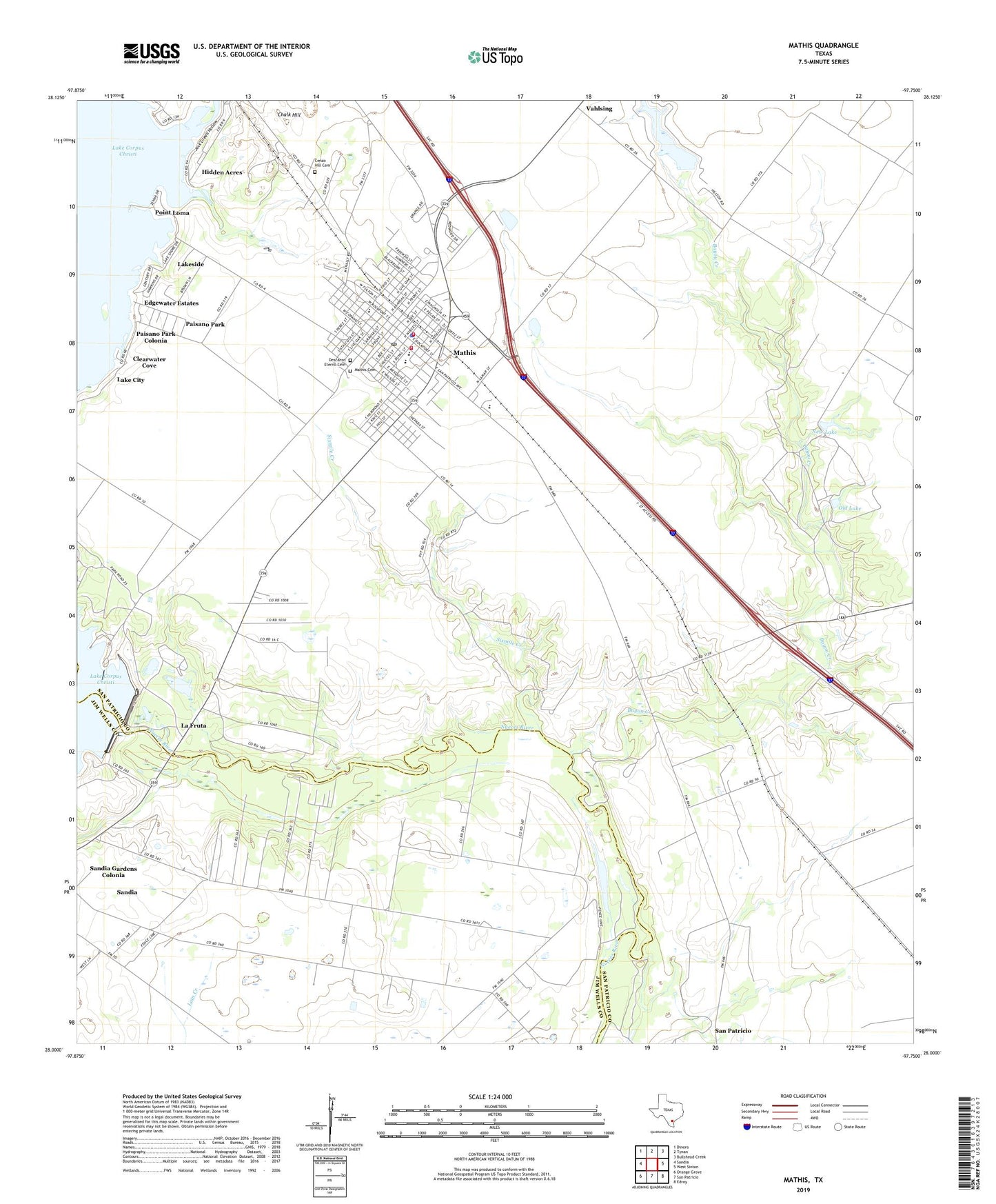 Mathis Texas US Topo Map Image