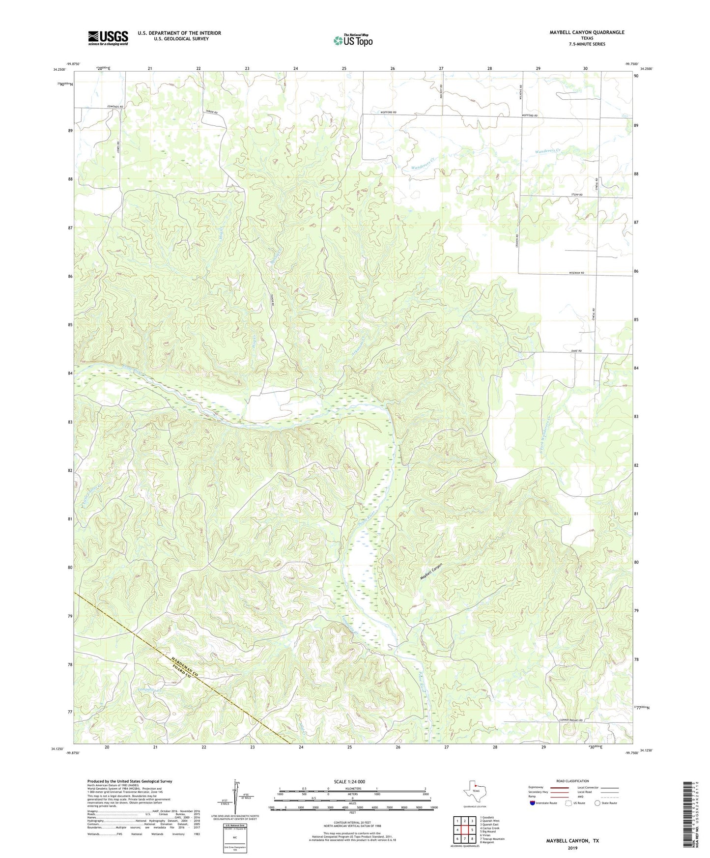 Maybell Canyon Texas US Topo Map Image