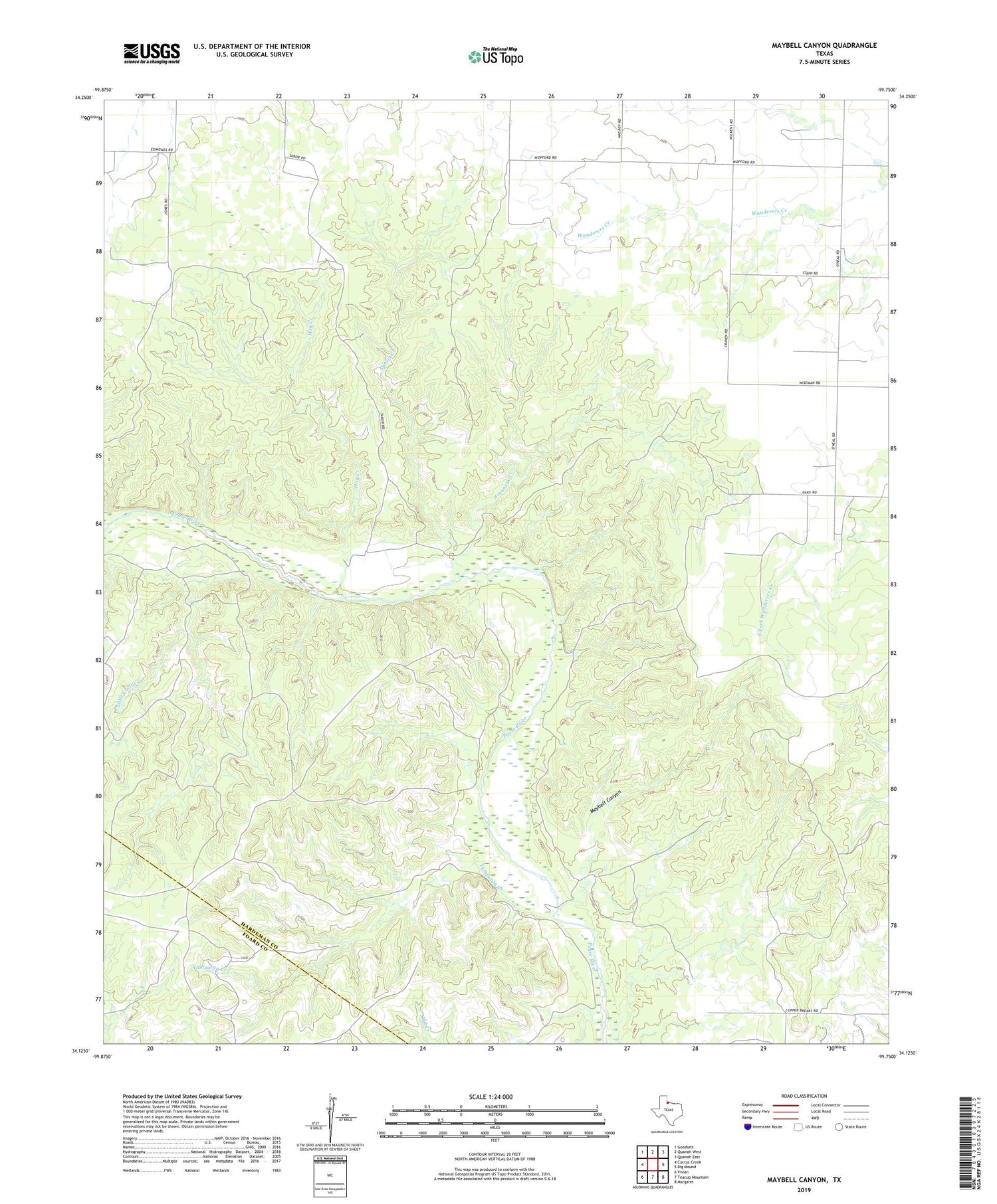 Maybell Canyon Texas US Topo Map Image