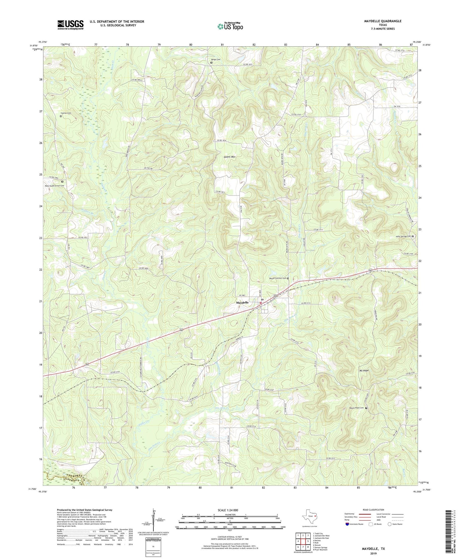 Maydelle Texas US Topo Map Image