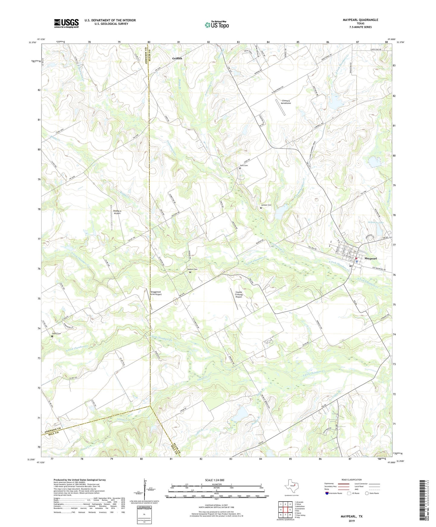 Maypearl Texas US Topo Map Image