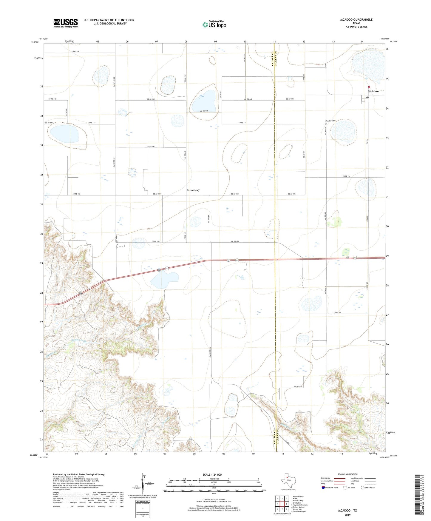 McAdoo Texas US Topo Map Image