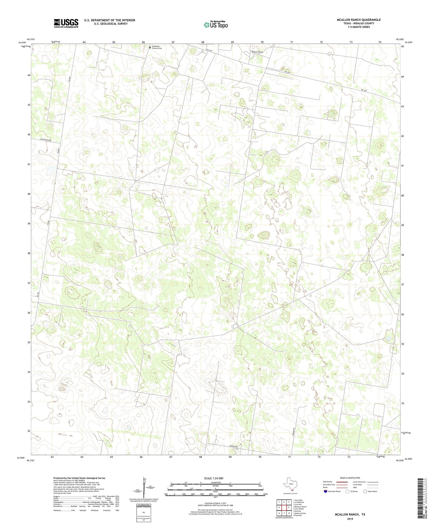 McAllen Ranch Texas US Topo Map Image