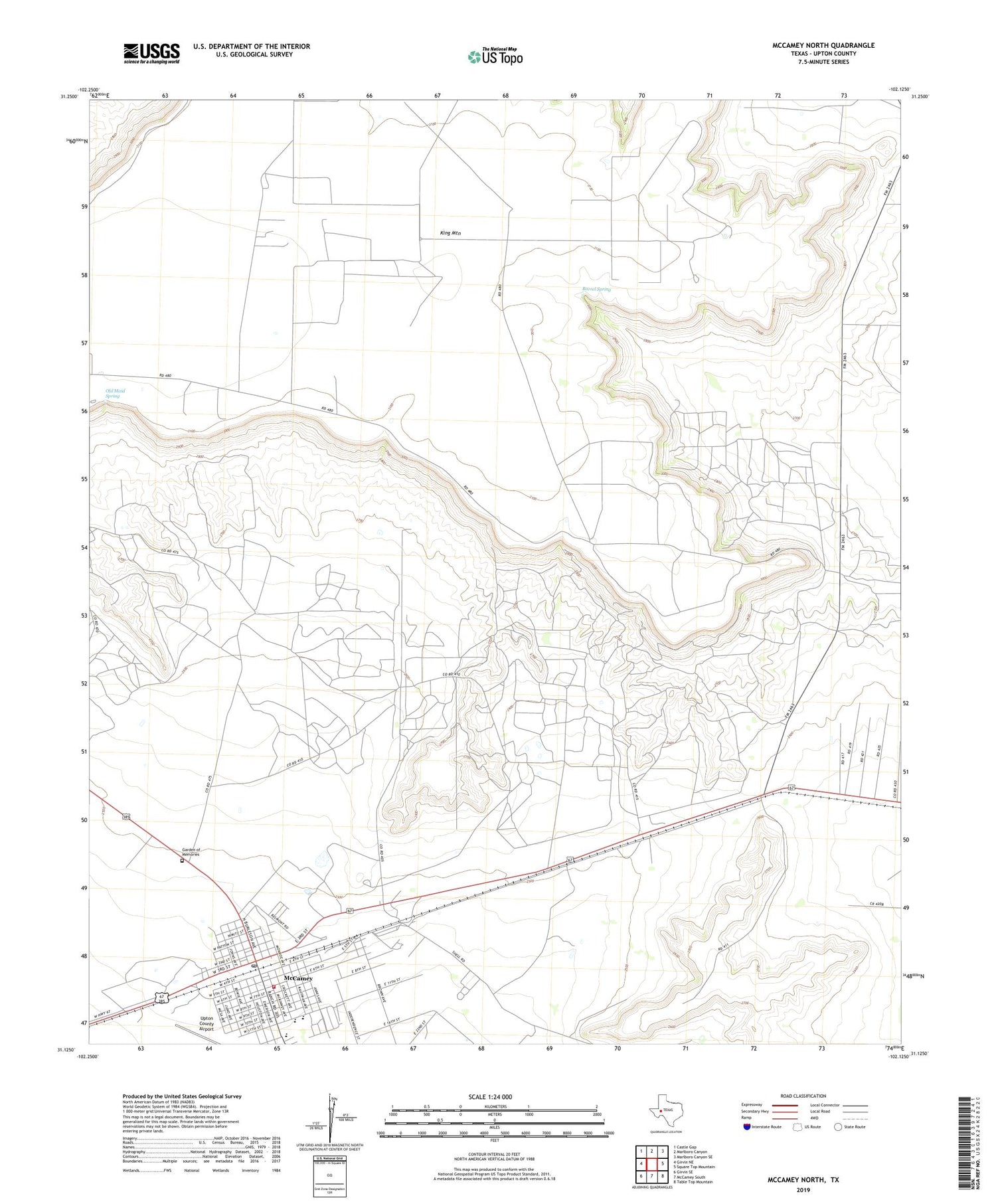 McCamey North Texas US Topo Map Image