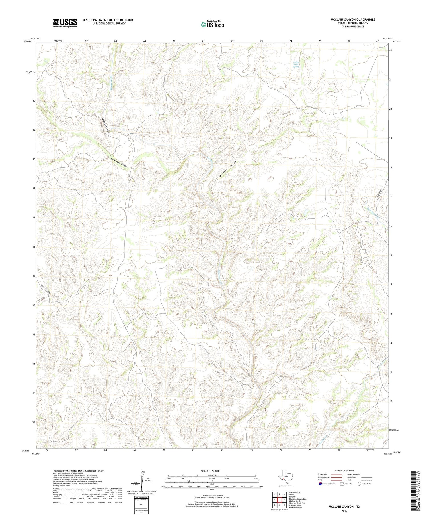 McClain Canyon Texas US Topo Map Image