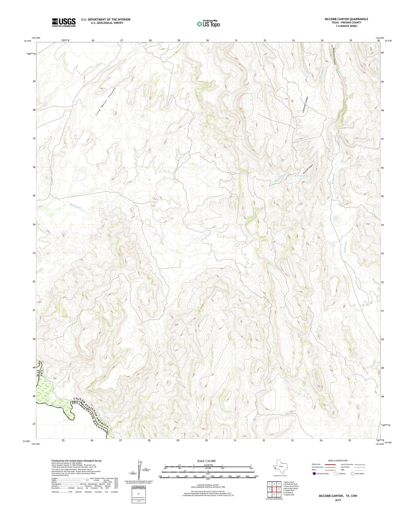 McComb Canyon Texas US Topo Map Image