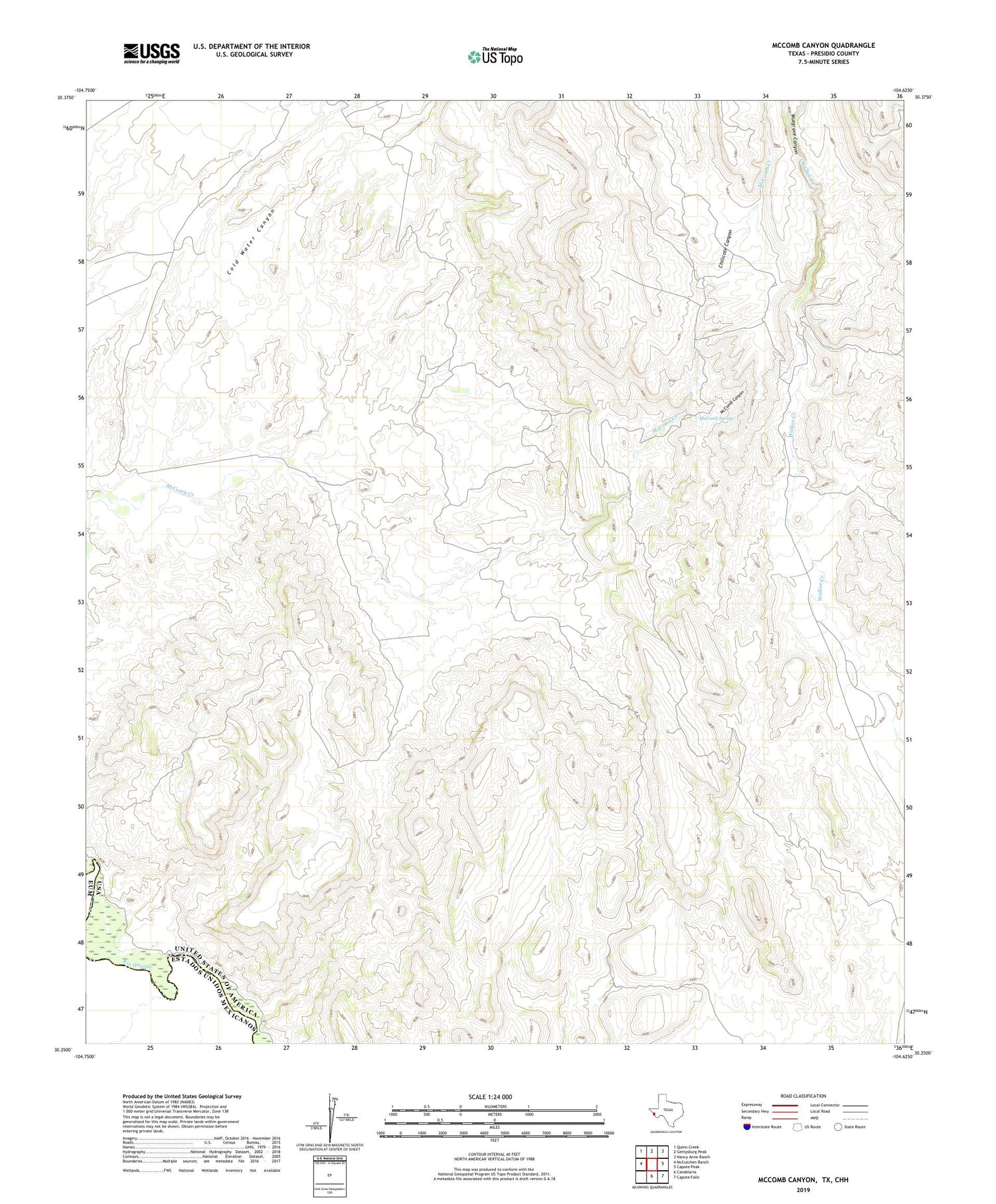 McComb Canyon Texas US Topo Map Image