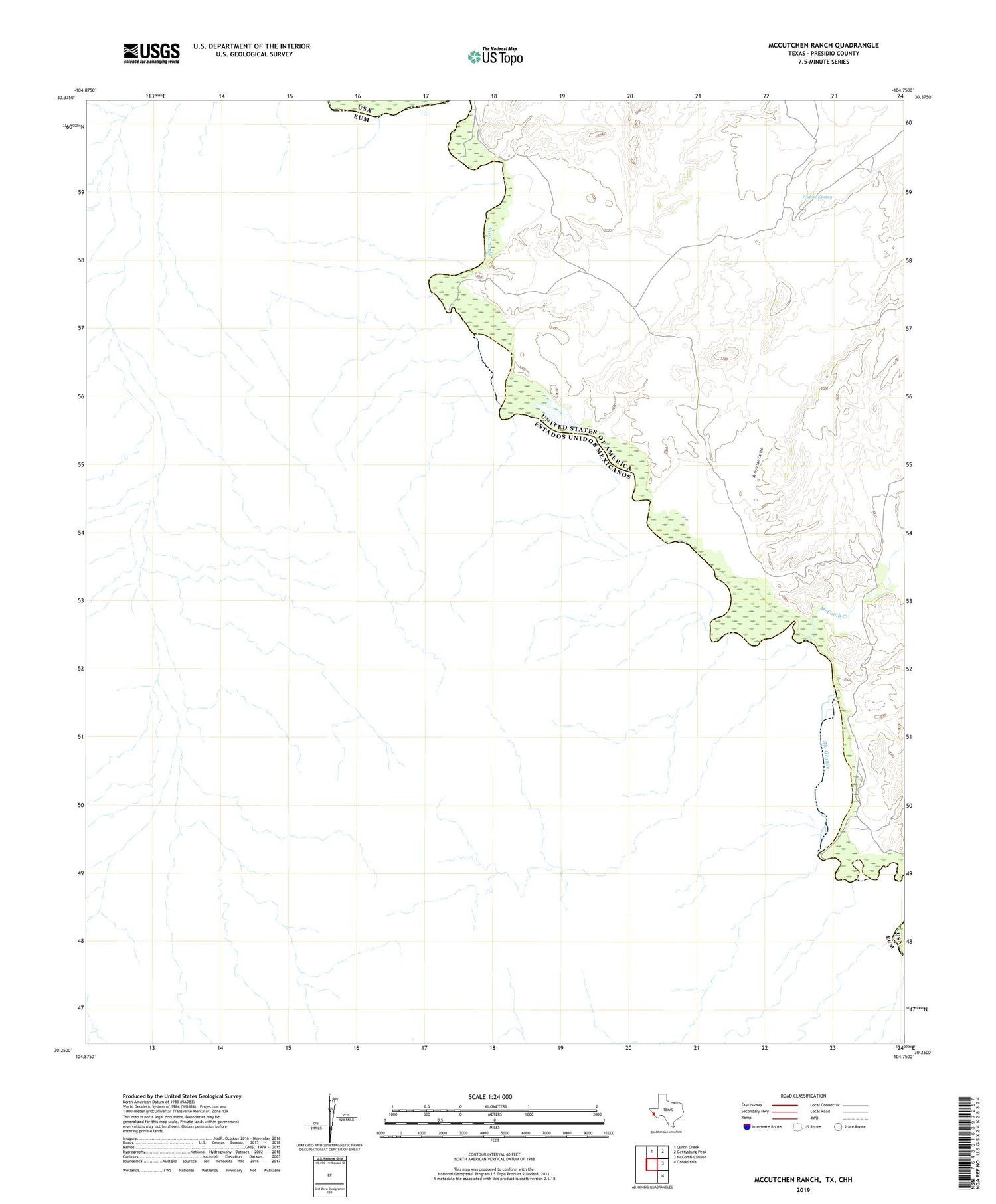 McCutchen Ranch Texas US Topo Map Image