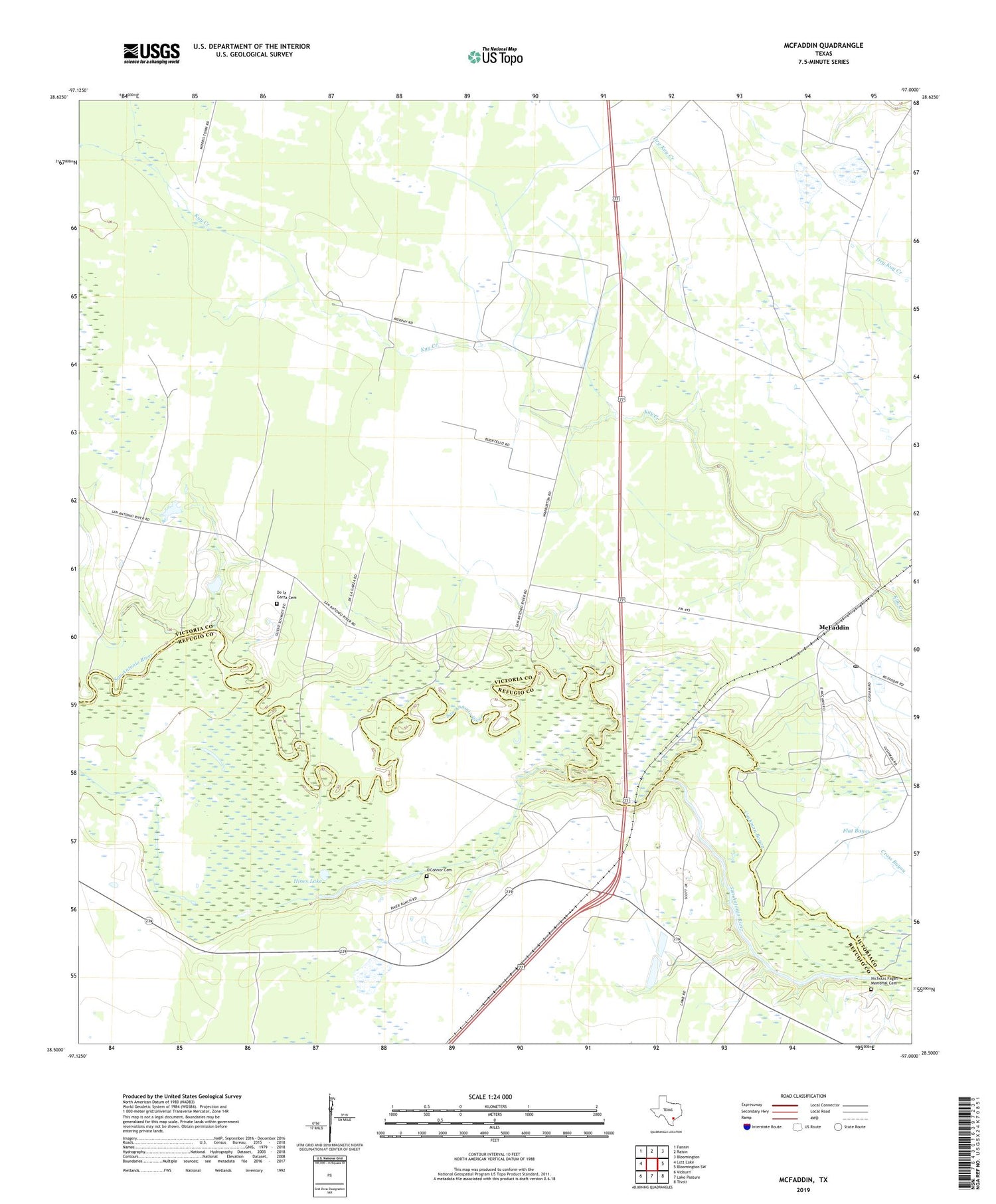 McFaddin Texas US Topo Map Image