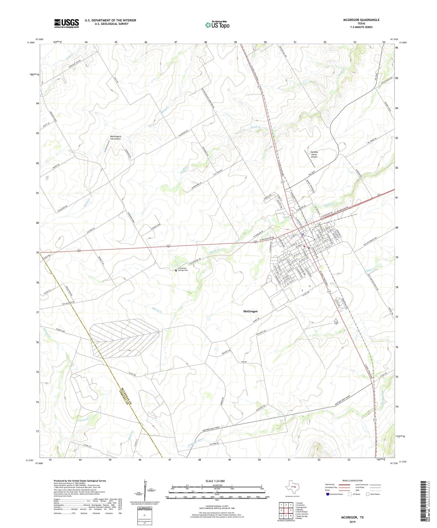 McGregor Texas US Topo Map Image
