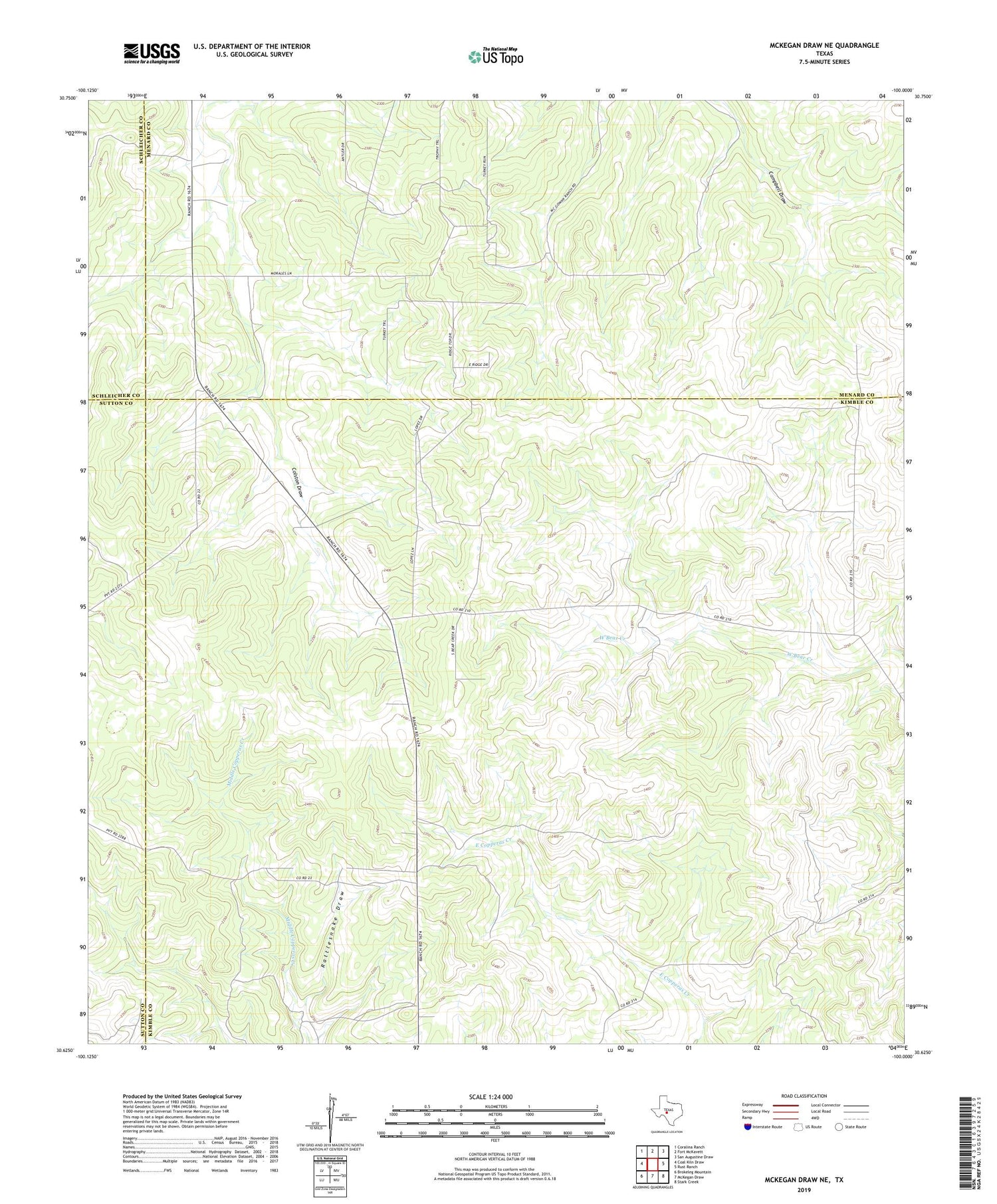 McKegan Draw NE Texas US Topo Map Image