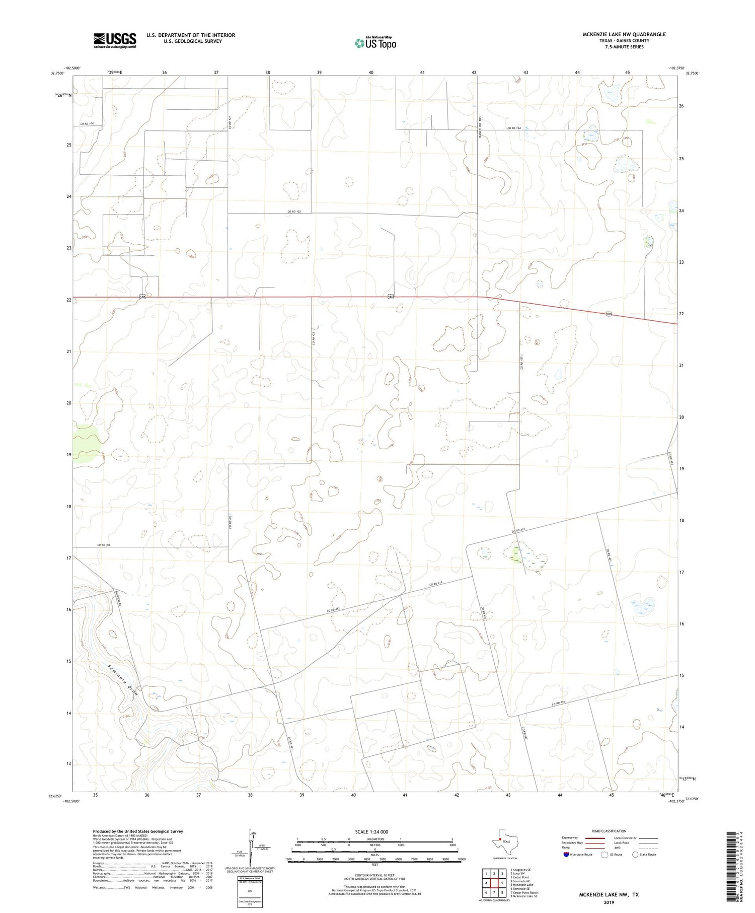 McKenzie Lake NW Texas US Topo Map Image