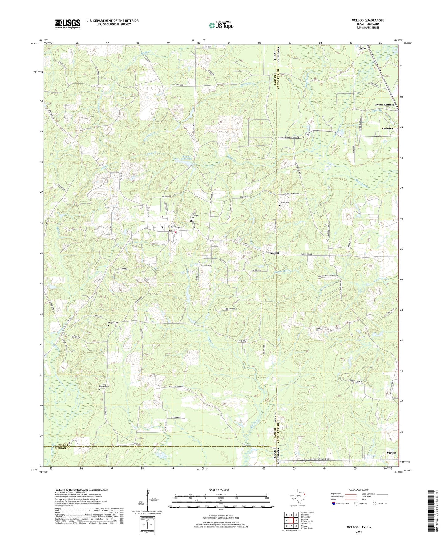 McLeod Texas US Topo Map Image