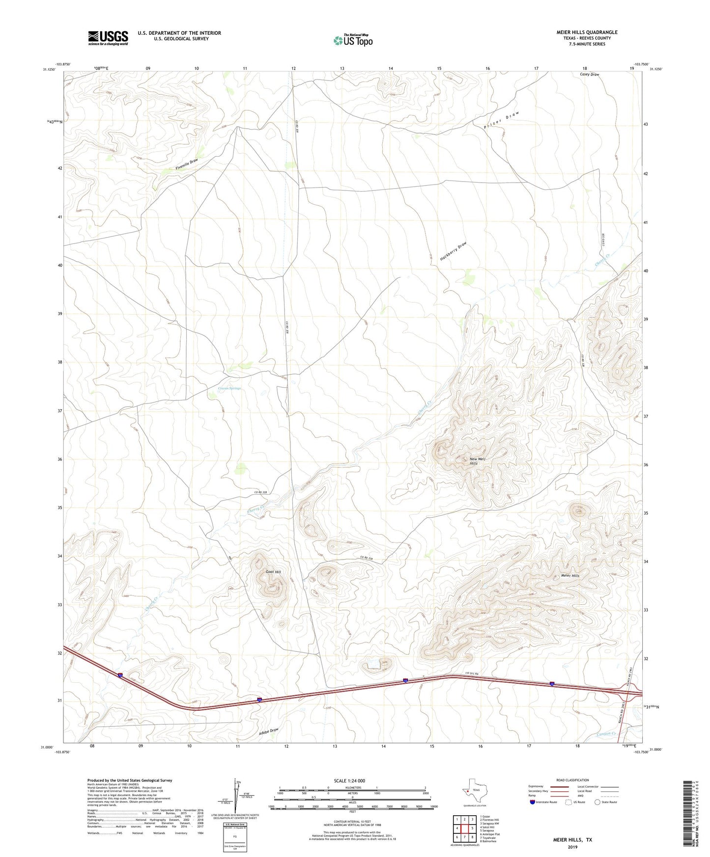 Meier Hills Texas US Topo Map Image