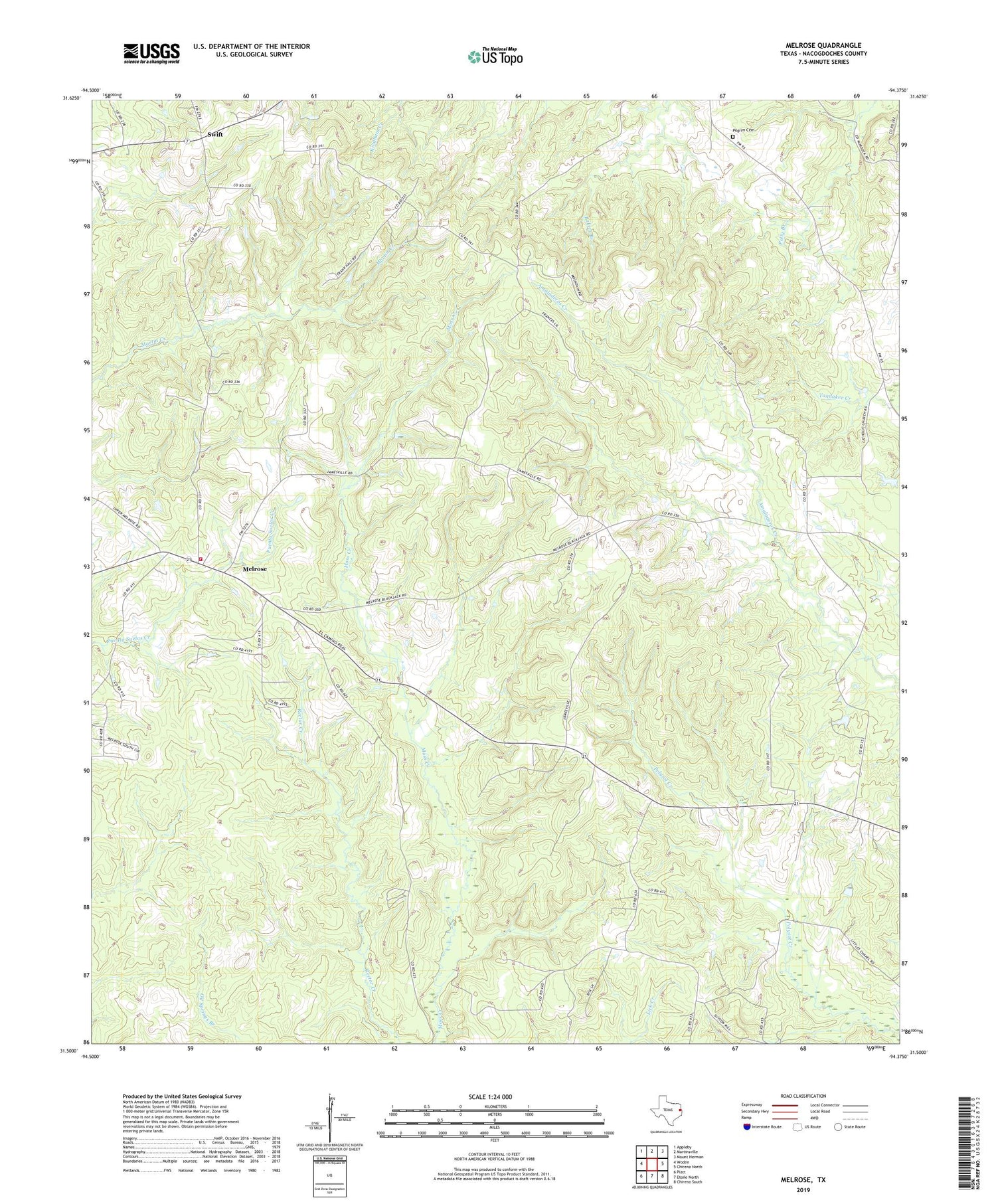 Melrose Texas US Topo Map Image