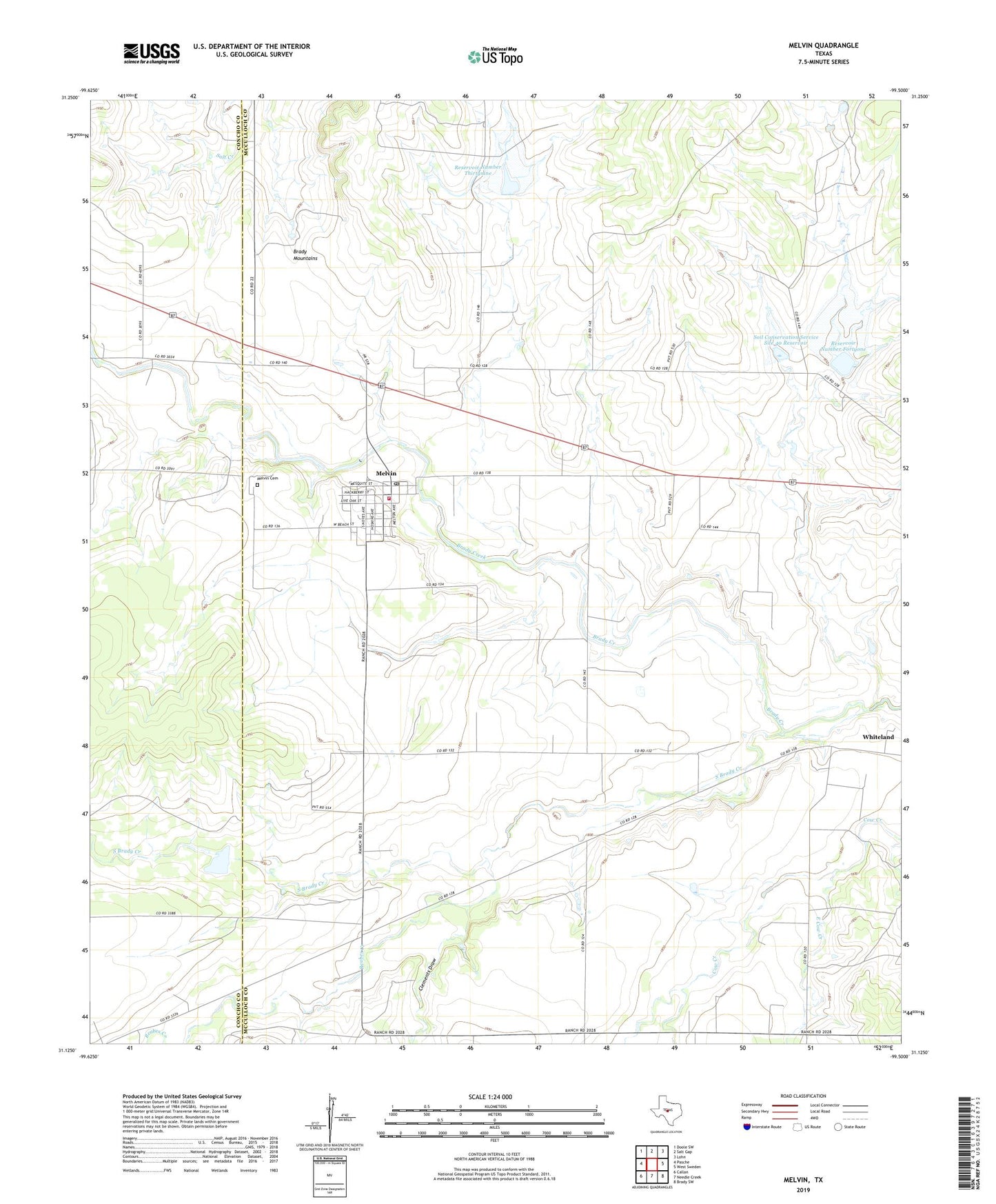 Melvin Texas US Topo Map Image