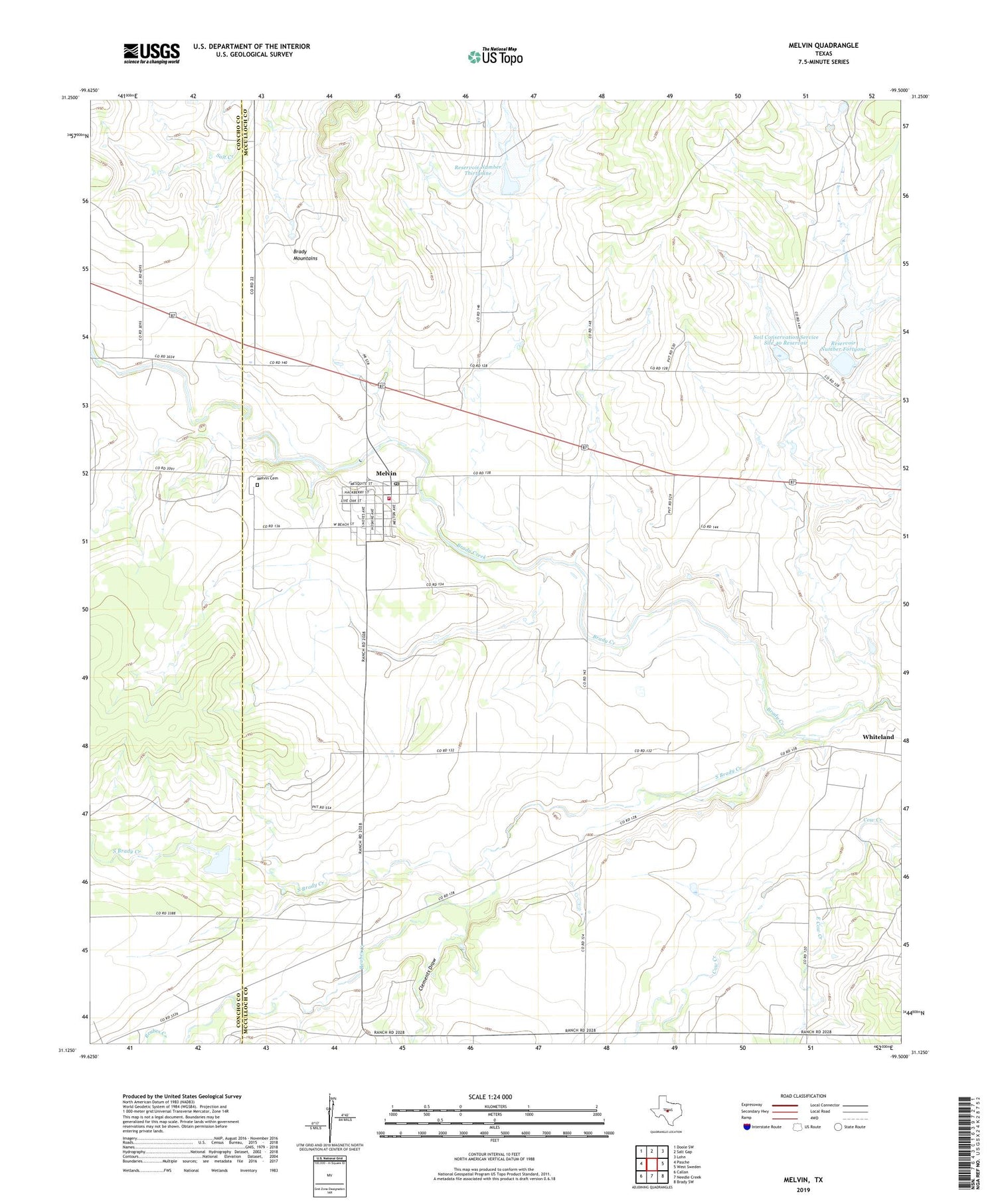 Melvin Texas US Topo Map Image