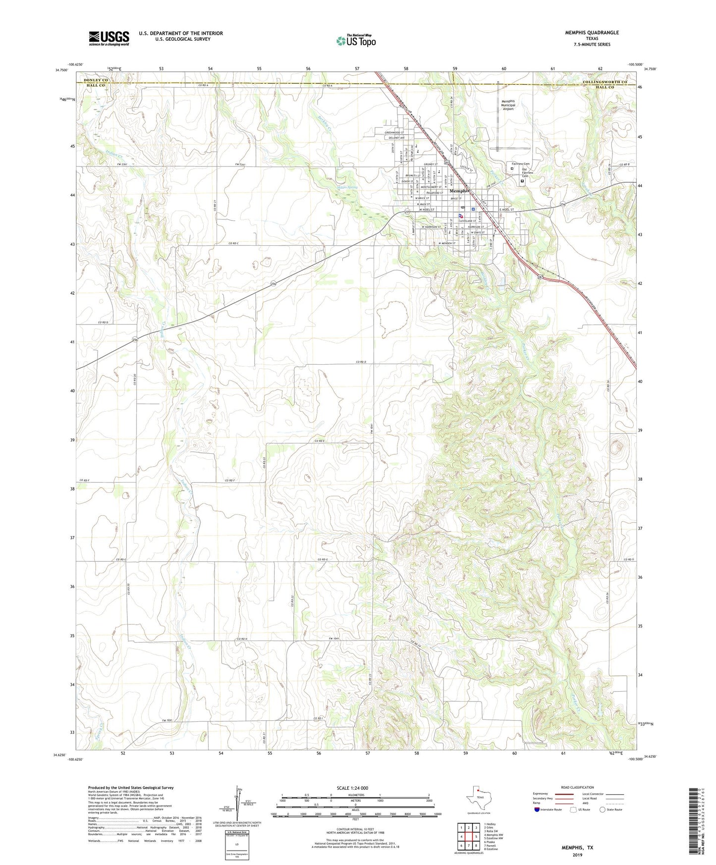 Memphis Texas US Topo Map Image