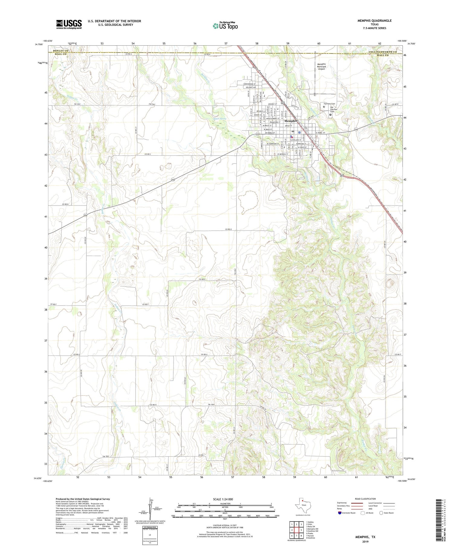 Memphis Texas US Topo Map Image